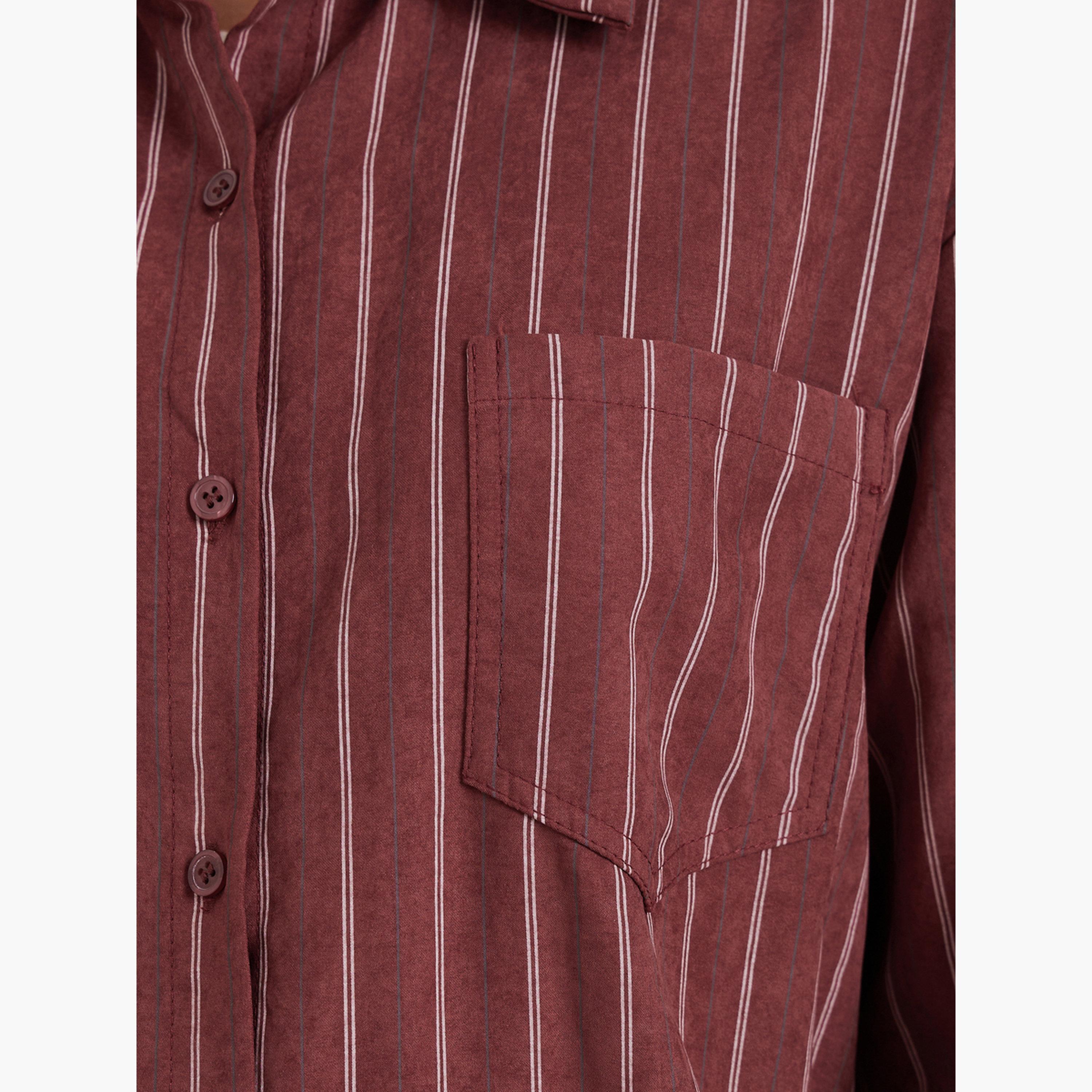 Styli Women Red Striped Long Sleeve Oversized Shirt-women-clothing-shirtsandblouses-shirts-image-4