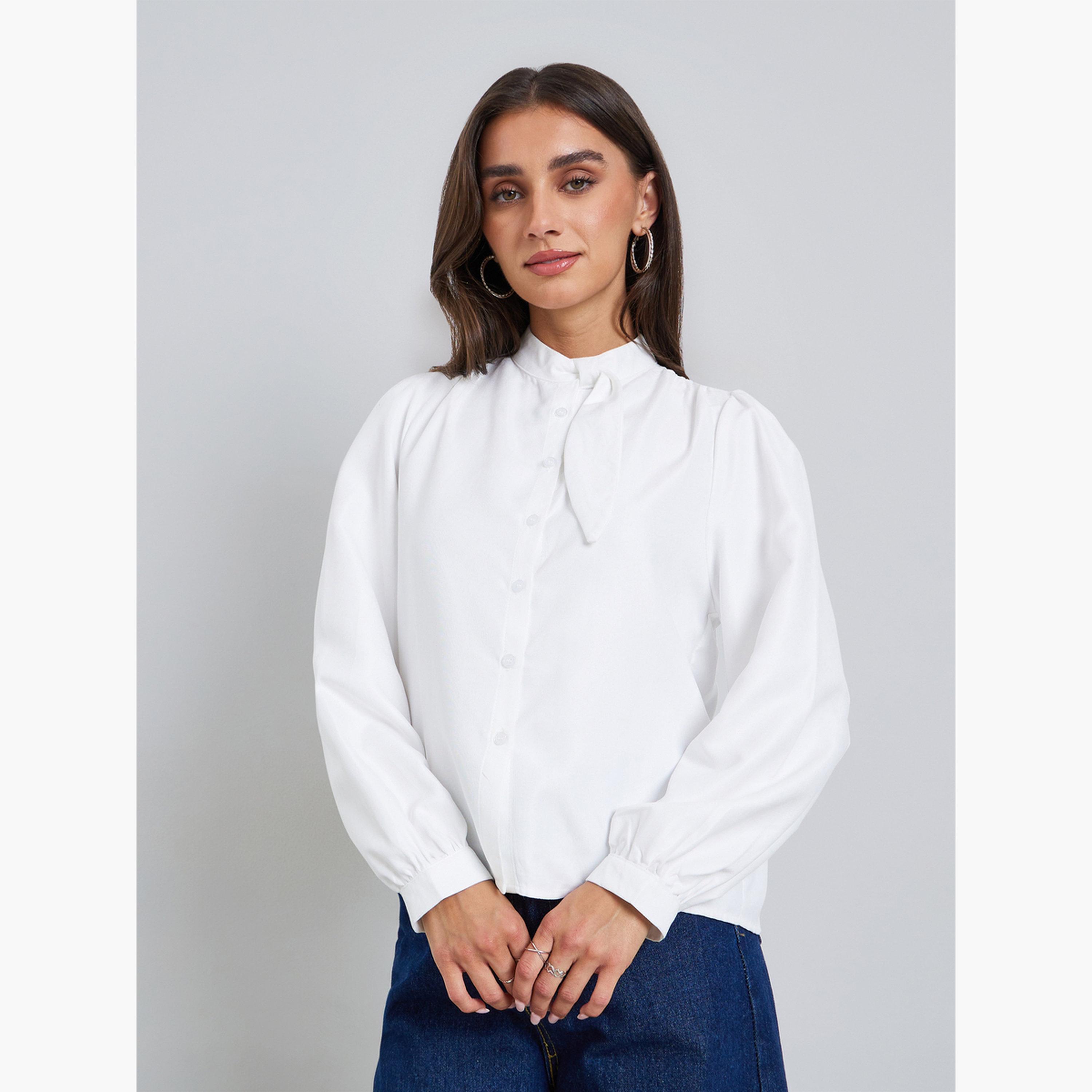 Styli Women White Long Sleeve Buttoned Blouse-women-clothing-shirtsandblouses-blouses-image-1