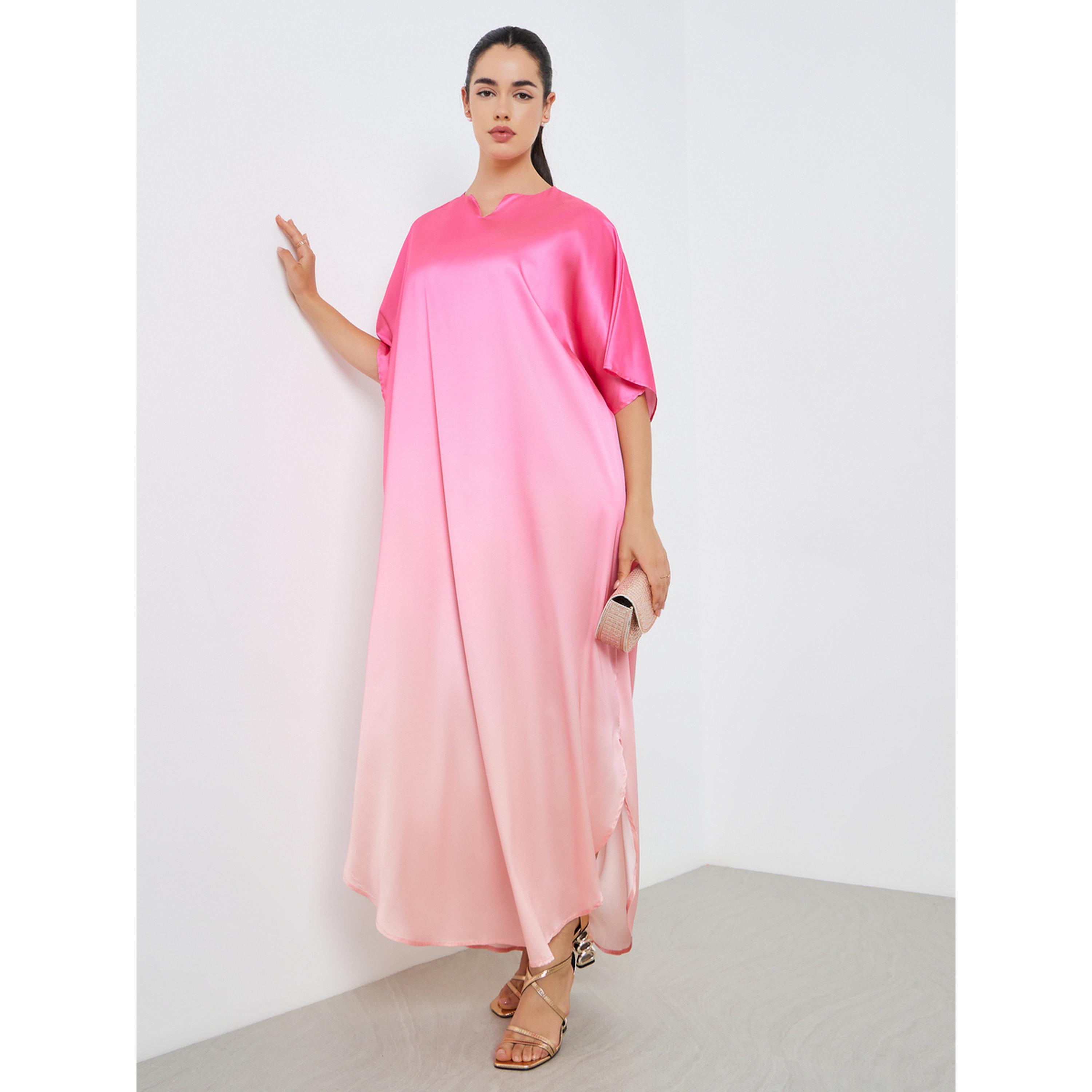 Styli Women Pink Ombre Print Kaftan-women-arabicclothing-kaftan-image-1