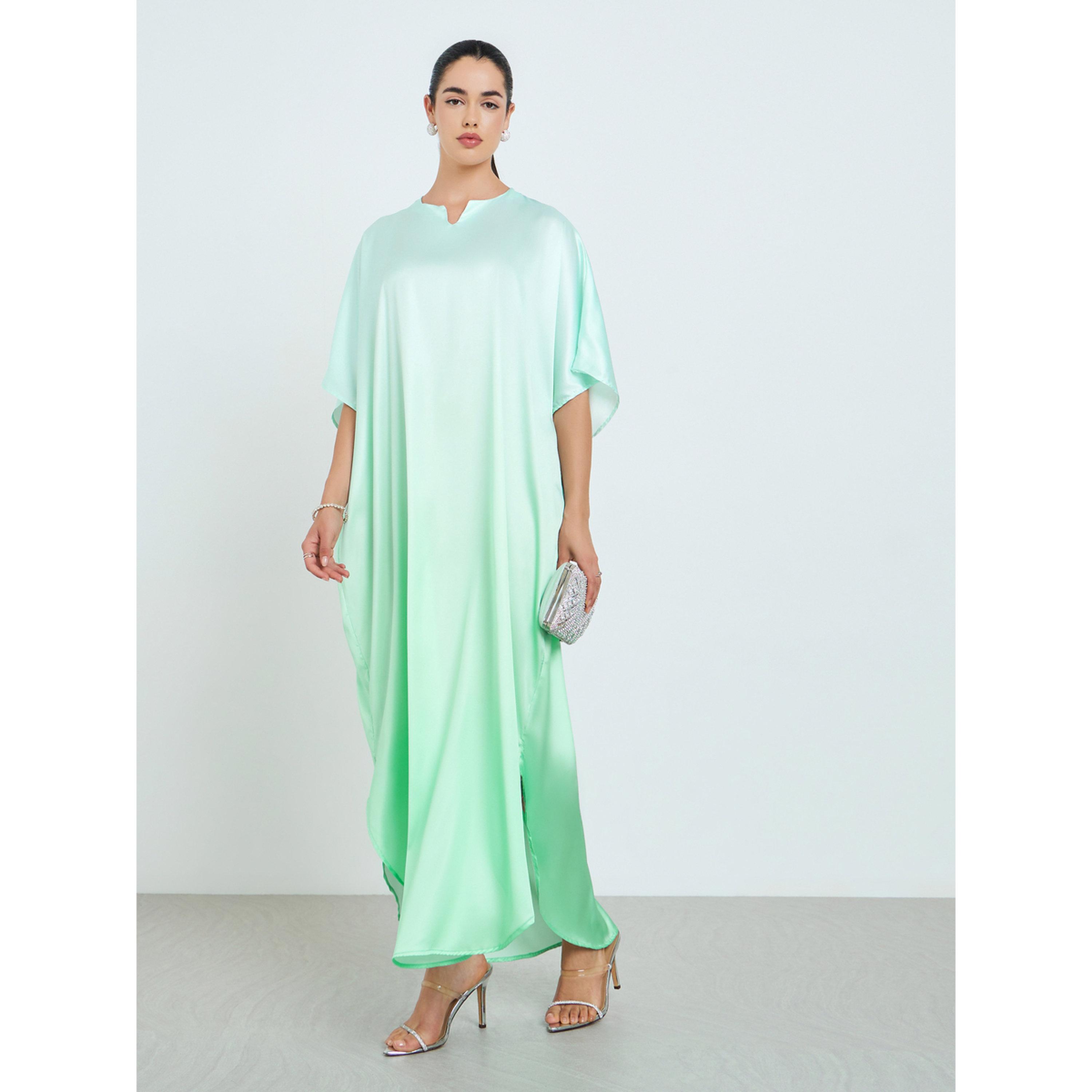 Styli Women Green Ombre Print Kaftan-women-arabicclothing-kaftan-image-1