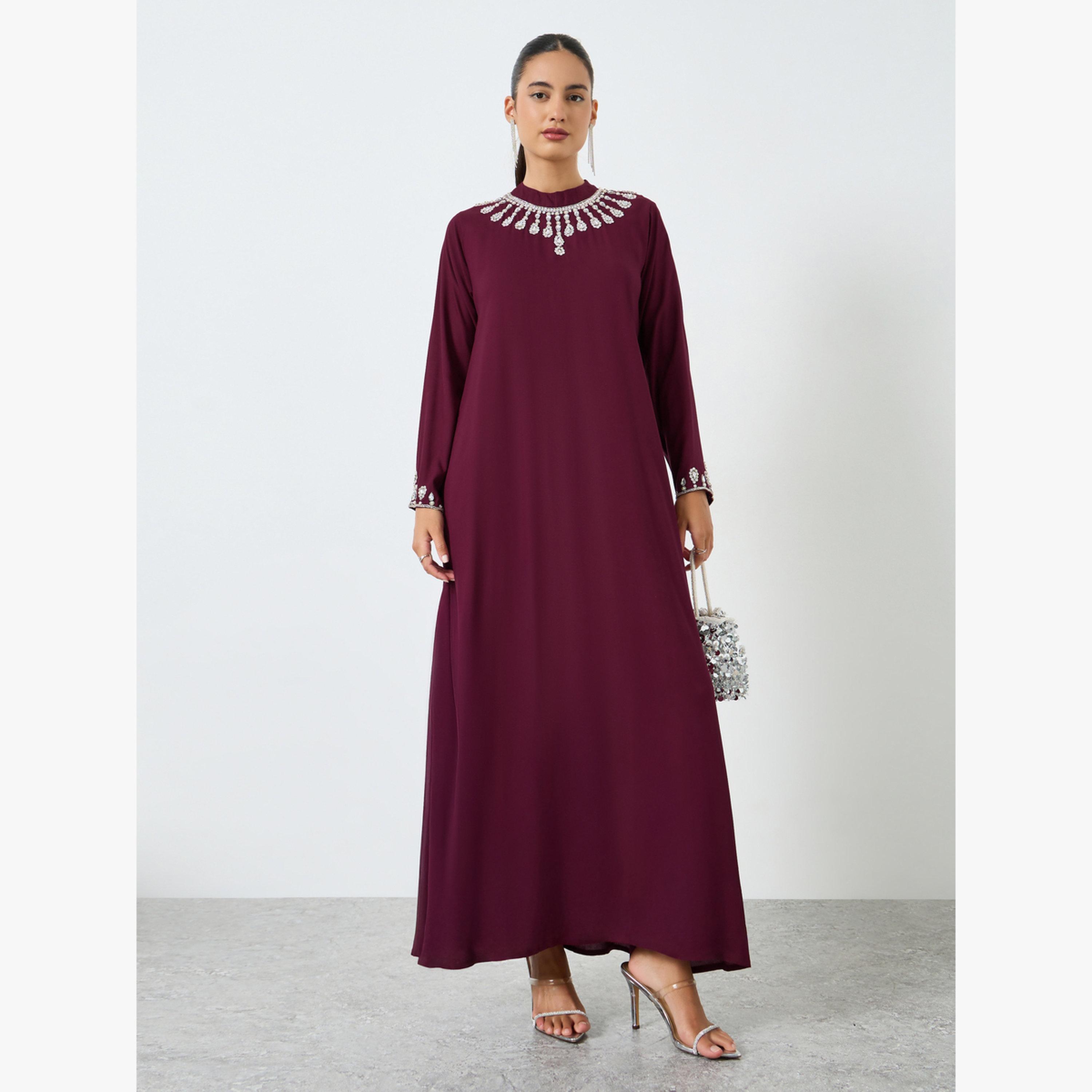 جلابية مزينة بحافة واسعة-women-arabicclothing-jalabiyas-image-1