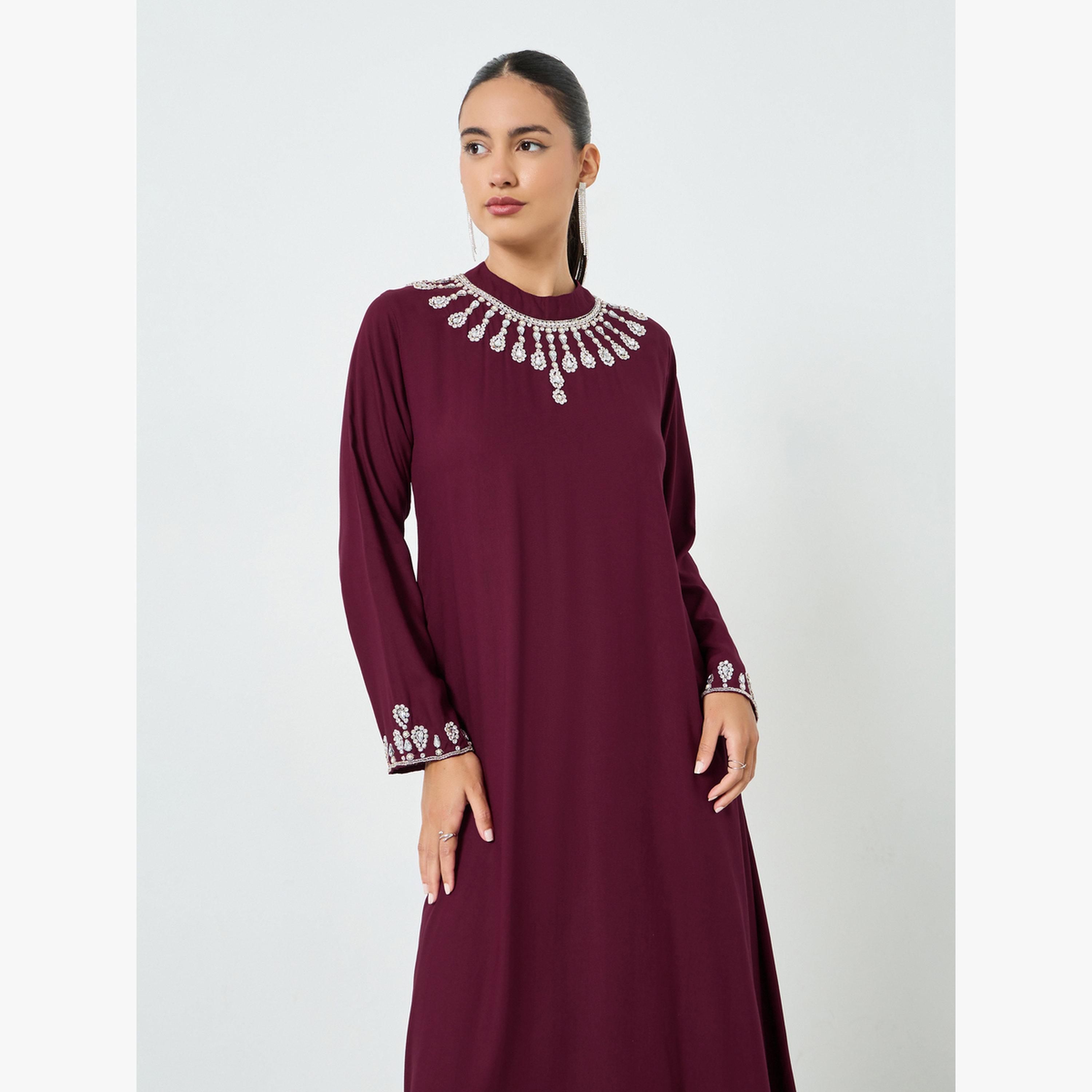 جلابية مزينة بحافة واسعة-women-arabicclothing-jalabiyas-image-2