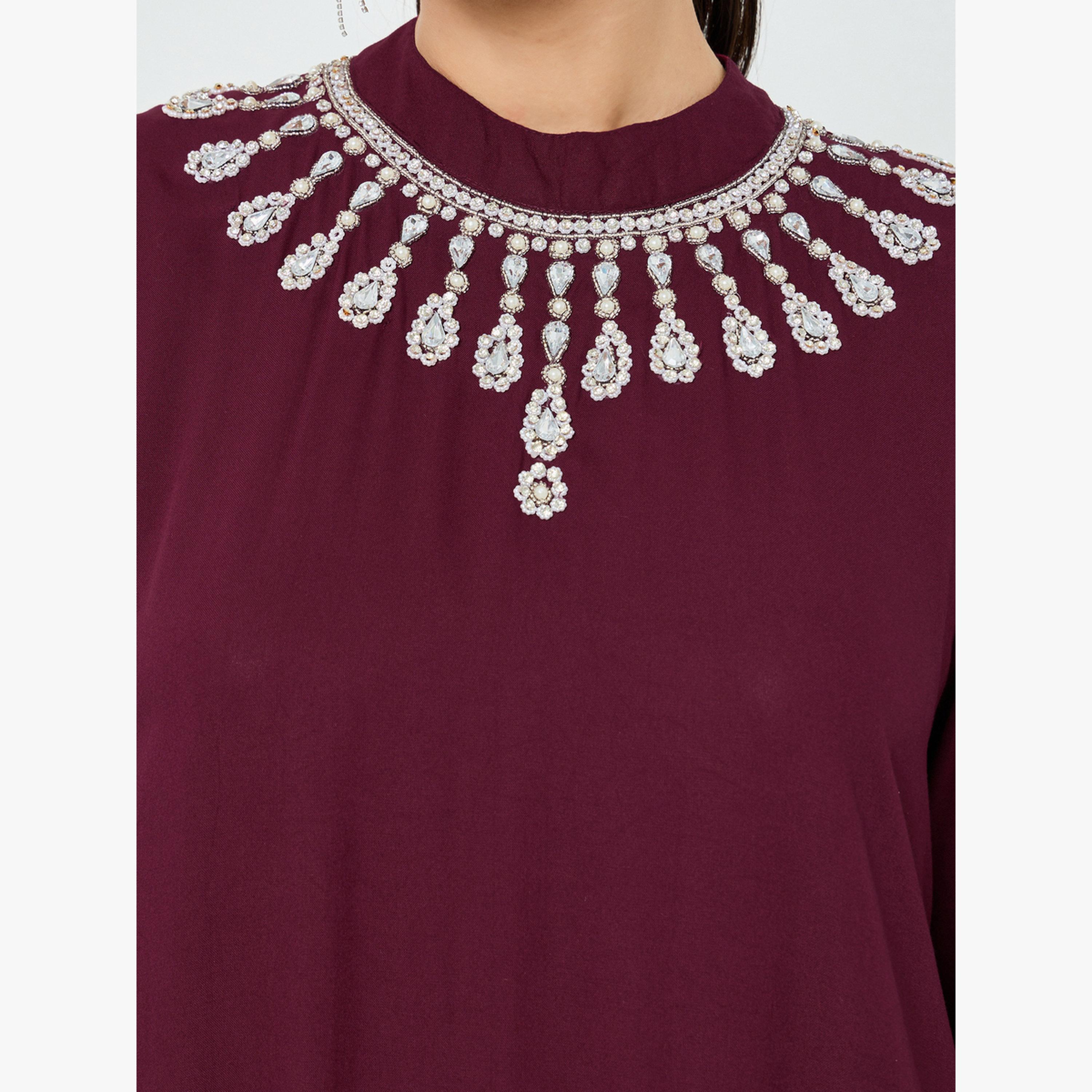 جلابية مزينة بحافة واسعة-women-arabicclothing-jalabiyas-image-5