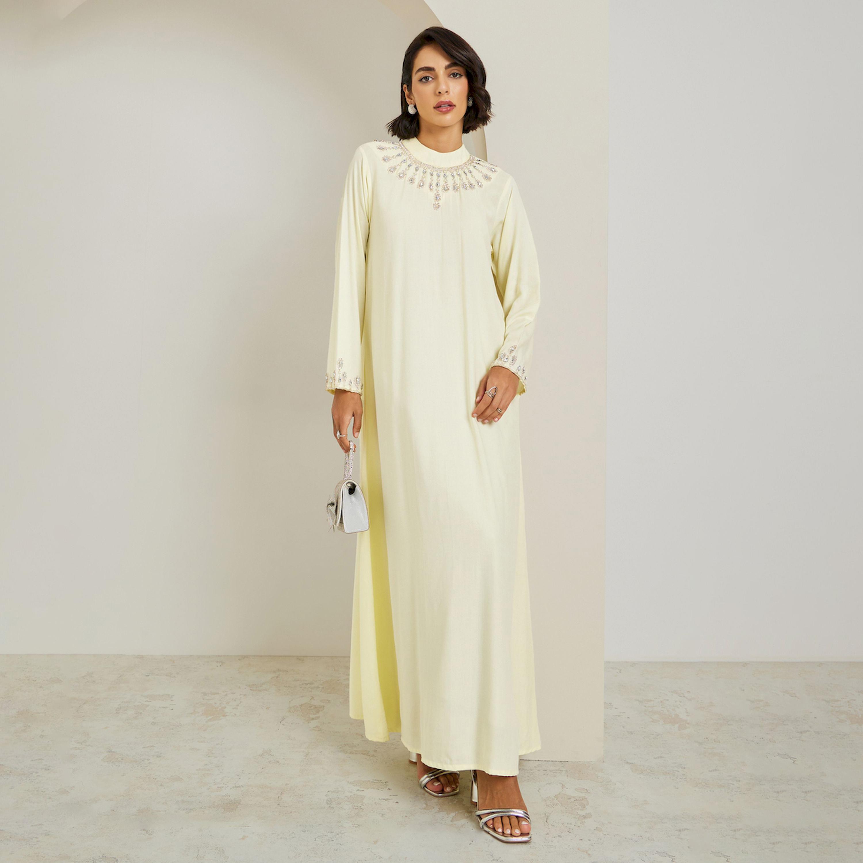 Styli Women Cream Embellished A-Line Jalabiya-women-arabicclothing-jalabiyas-image-1