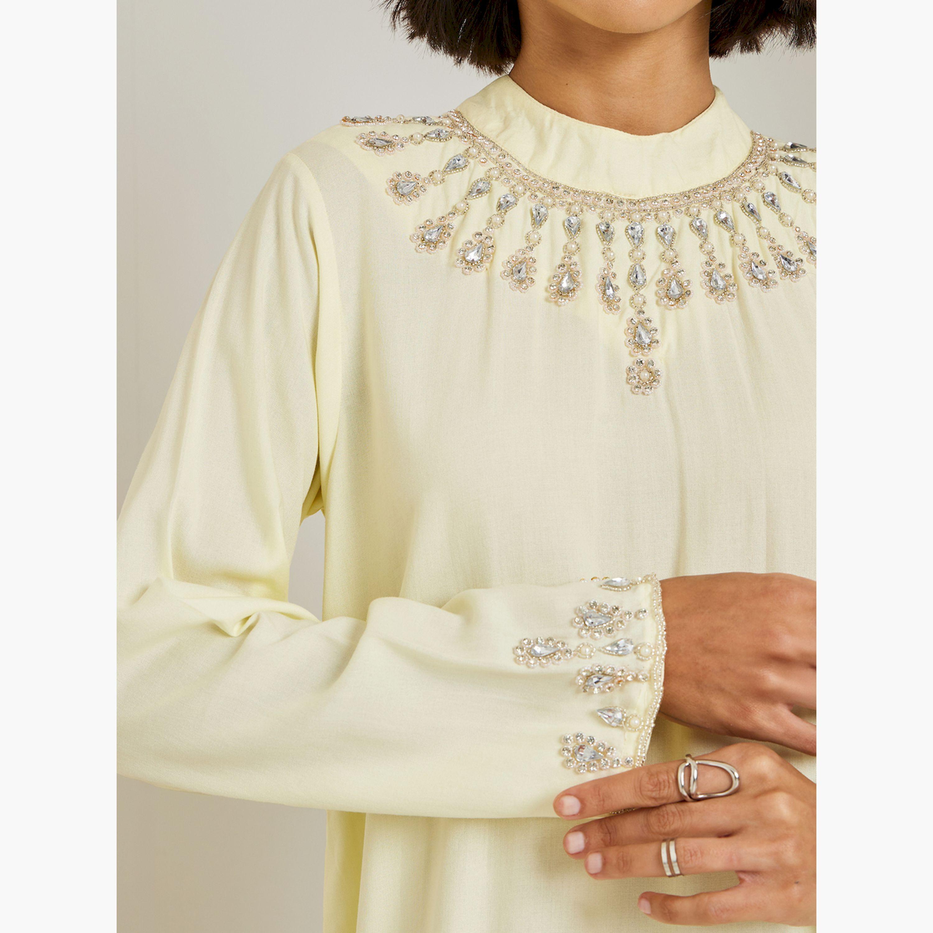 Styli Women Cream Embellished A-Line Jalabiya-women-arabicclothing-jalabiyas-image-5