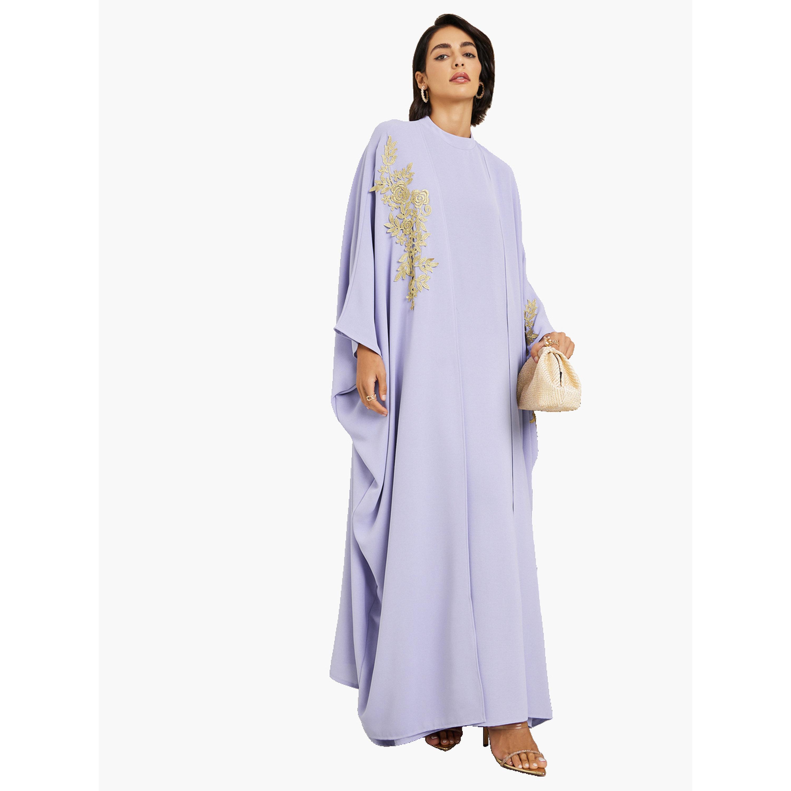 جلابية بنمط طبقات وحافة دانتيل-women-arabicclothing-jalabiyas-image-1