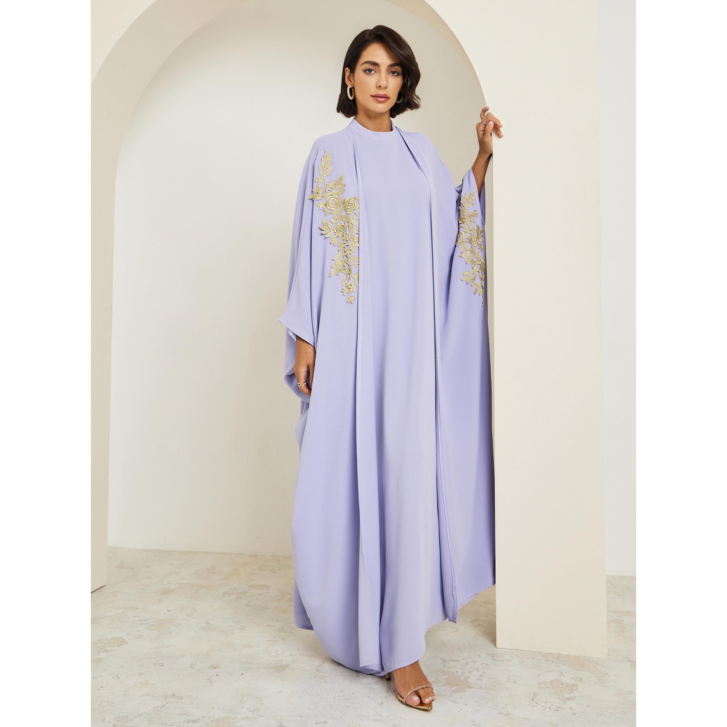 جلابية بنمط طبقات وحافة دانتيل-women-arabicclothing-jalabiyas-image-2
