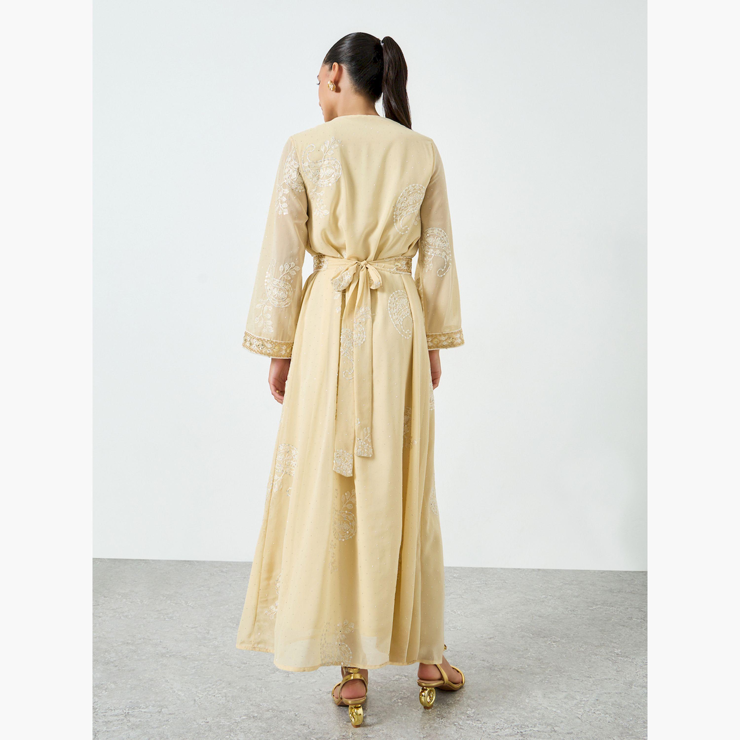جلابية مطرزة بترتر مع حزام ربط-women-arabicclothing-jalabiyas-image-5