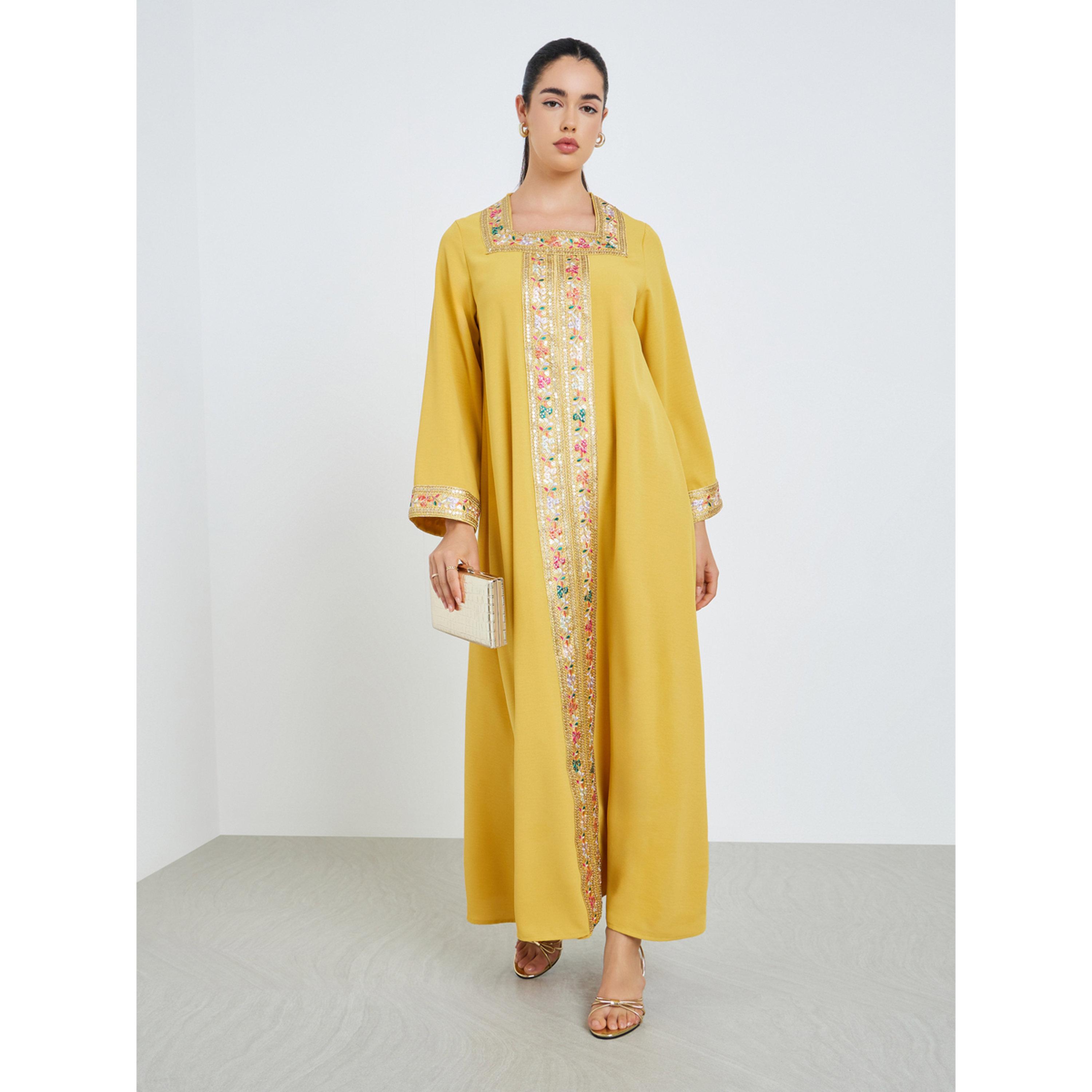 جلابية بياقة مربعة ولوحة ترتر-women-arabicclothing-jalabiyas-image-1