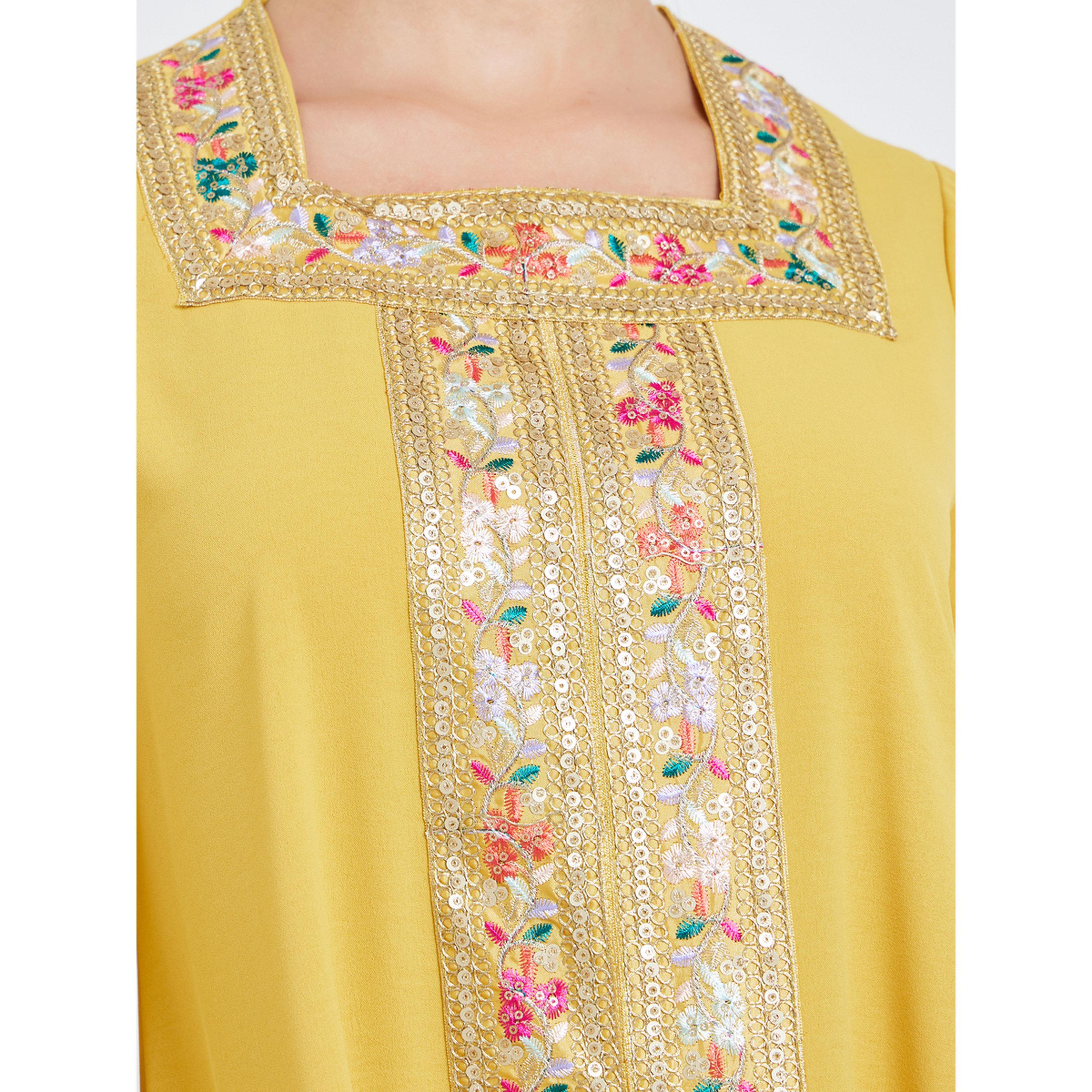 جلابية بياقة مربعة ولوحة ترتر-women-arabicclothing-jalabiyas-image-4