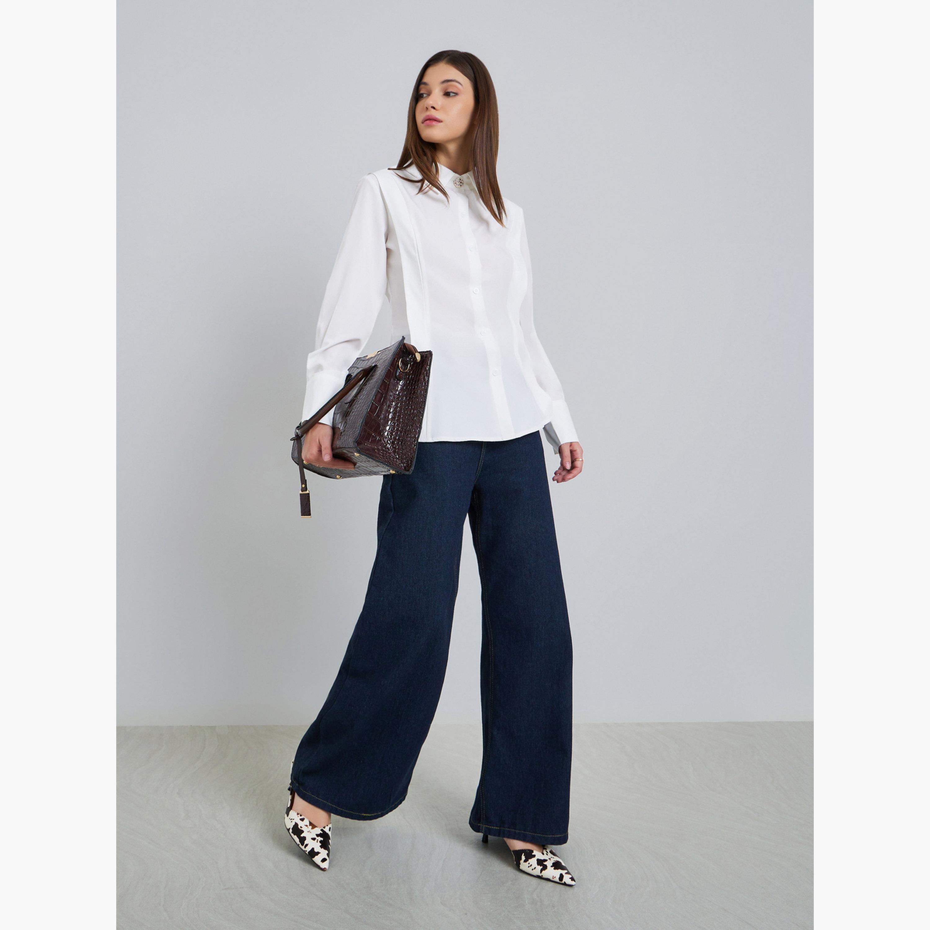 Styli Women White Solid Oversized Buttoned Shirt-women-clothing-shirtsandblouses-shirts-image-2
