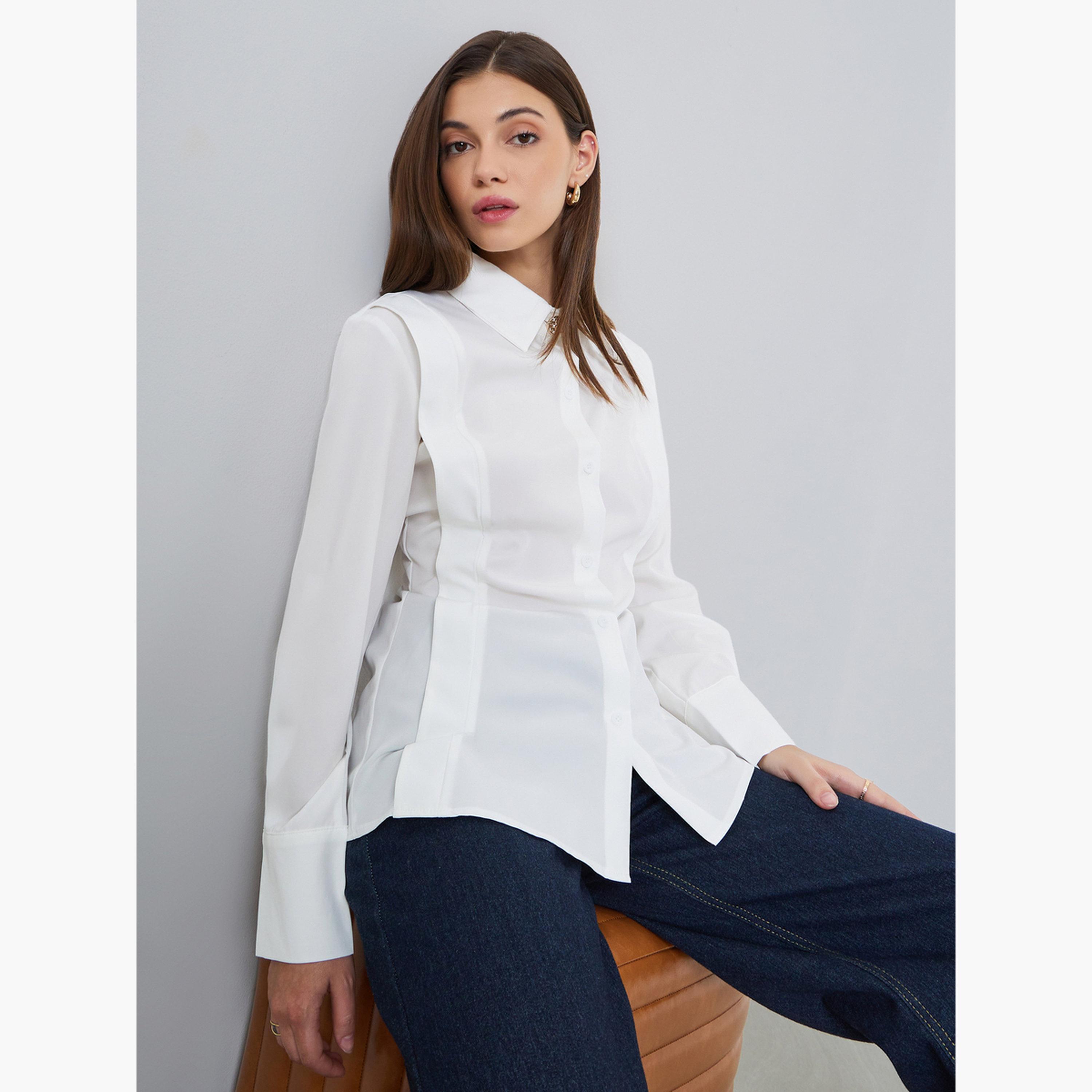 Styli Women White Solid Oversized Buttoned Shirt-women-clothing-shirtsandblouses-shirts-image-3