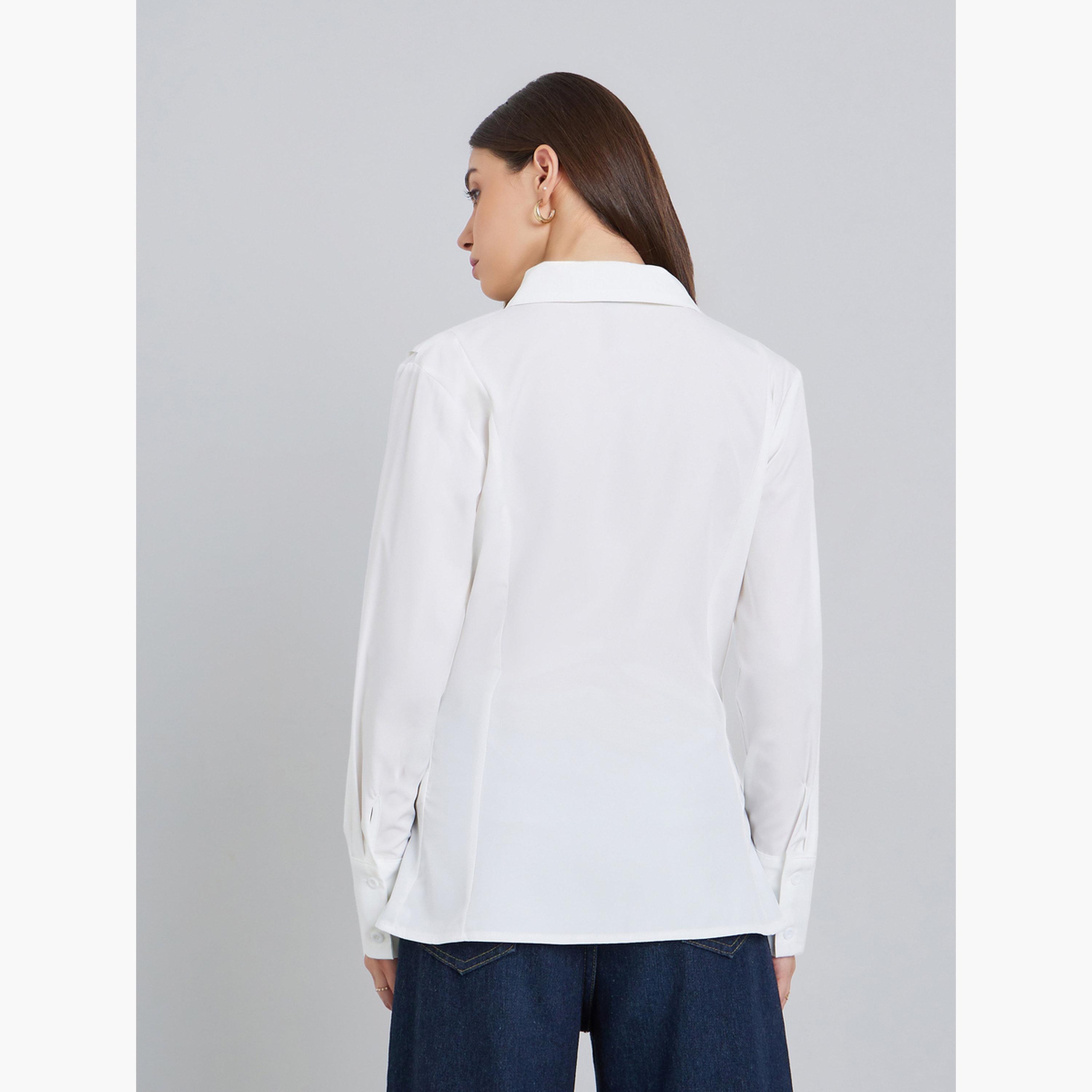 Styli Women White Solid Oversized Buttoned Shirt-women-clothing-shirtsandblouses-shirts-image-5