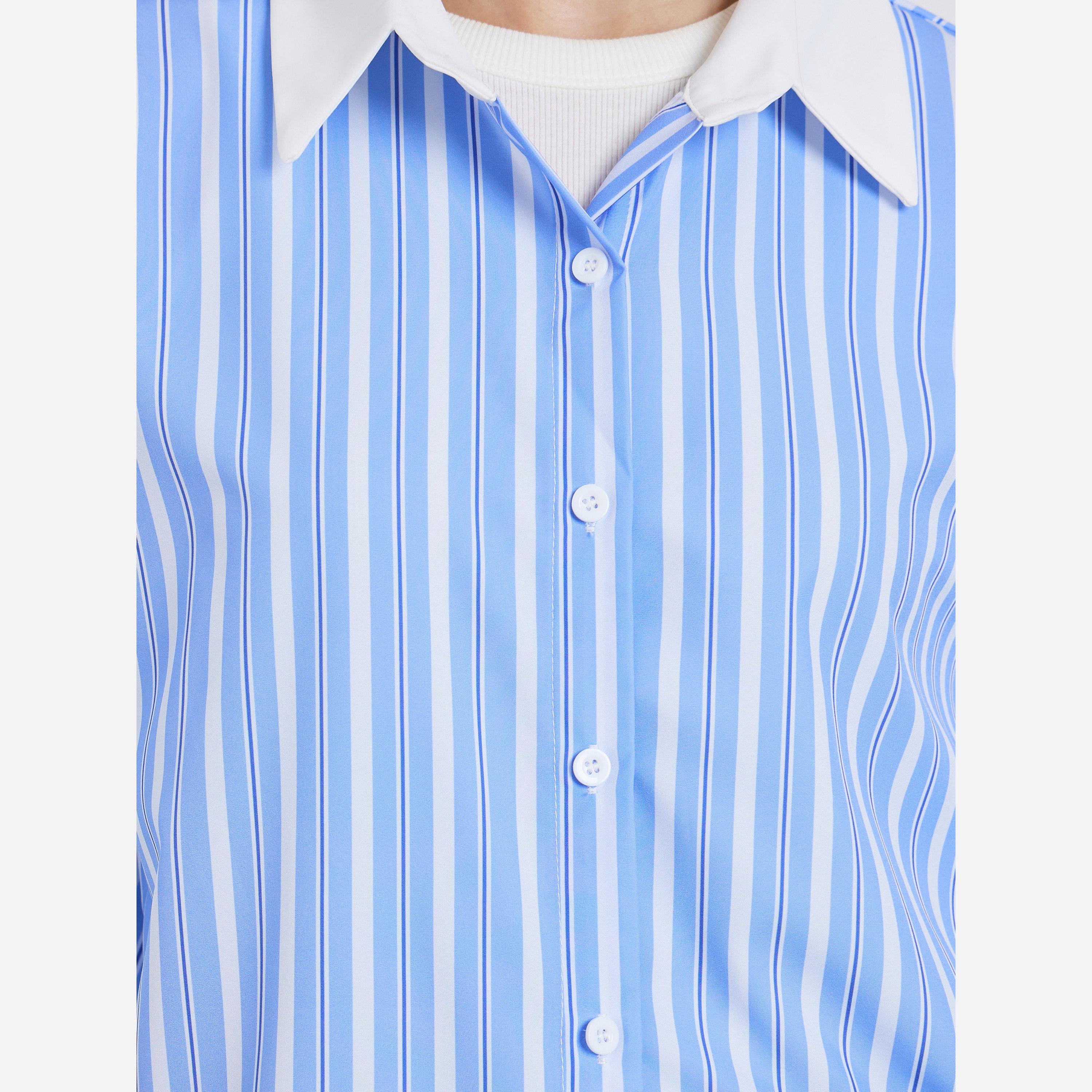 ستايلي - قميص كاجوال مقاس واسع مخطط لون سادة-women-clothing-shirtsandblouses-shirts-image-5