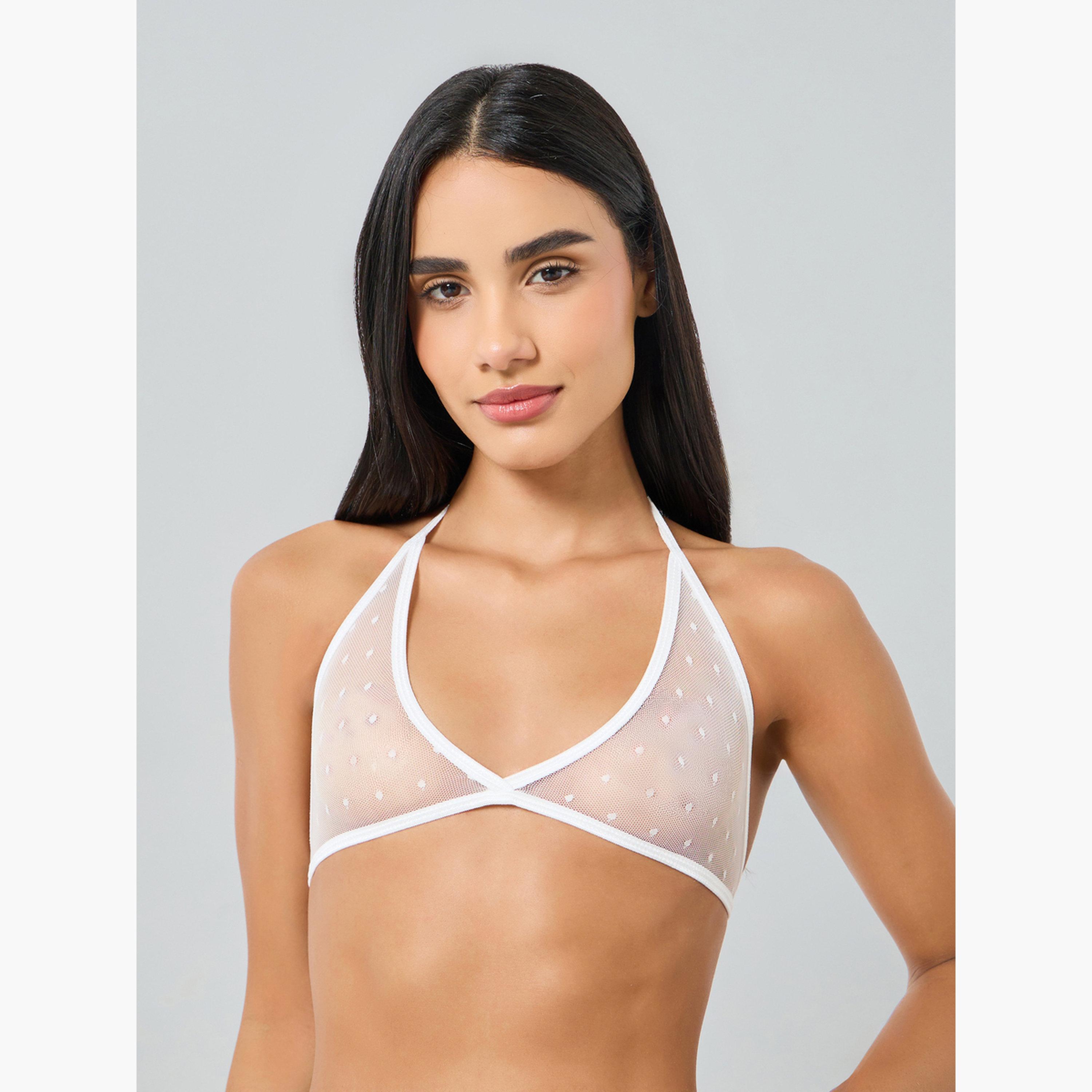 Styli Pack of 3 - Swiss Dobby Mesh Bra with Brief and Robe-women-clothing-lingerie-lingeriesets-image-4