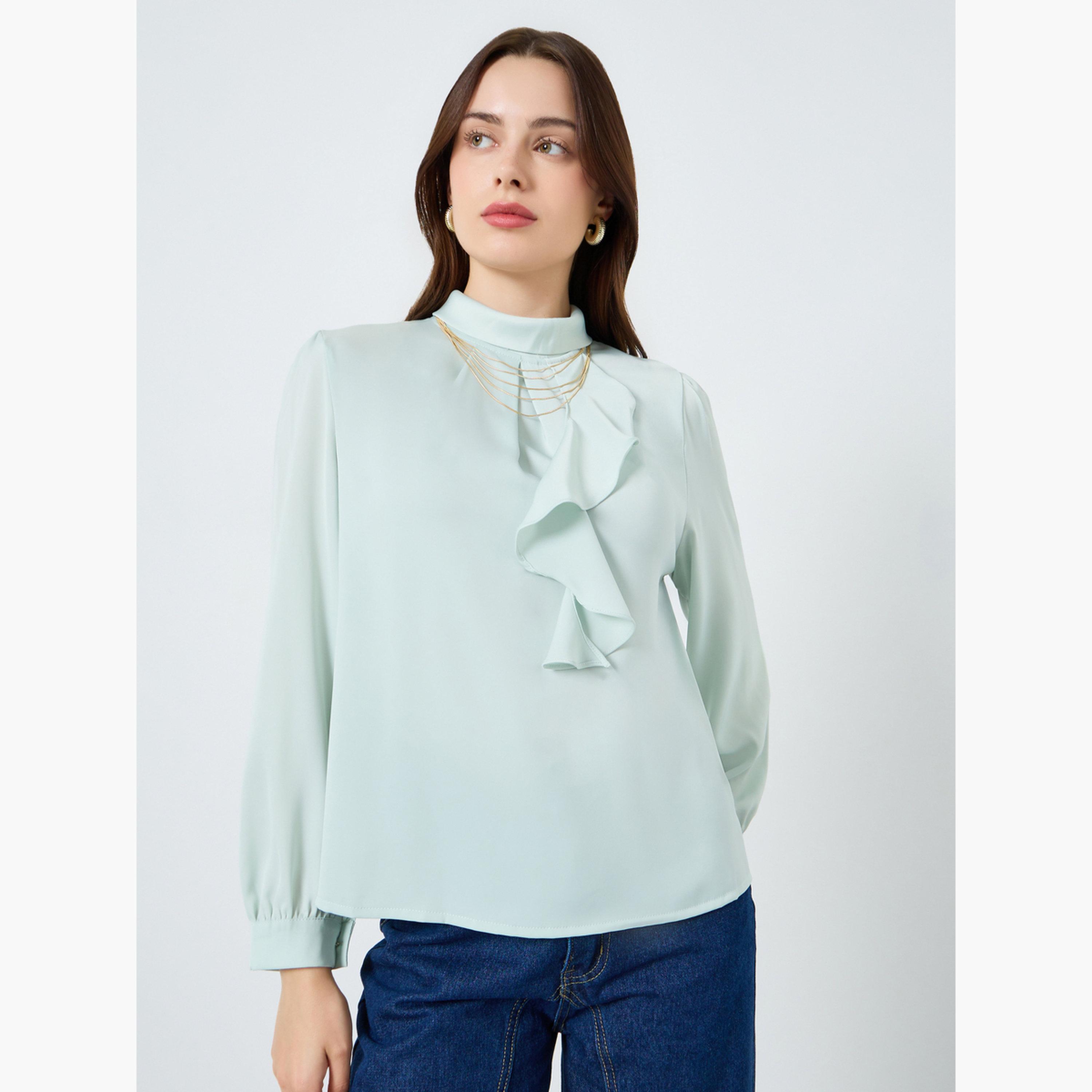 بلوزة بكشكش وتفاصيل سلسلة-women-clothing-shirtsandblouses-blouses-image-1