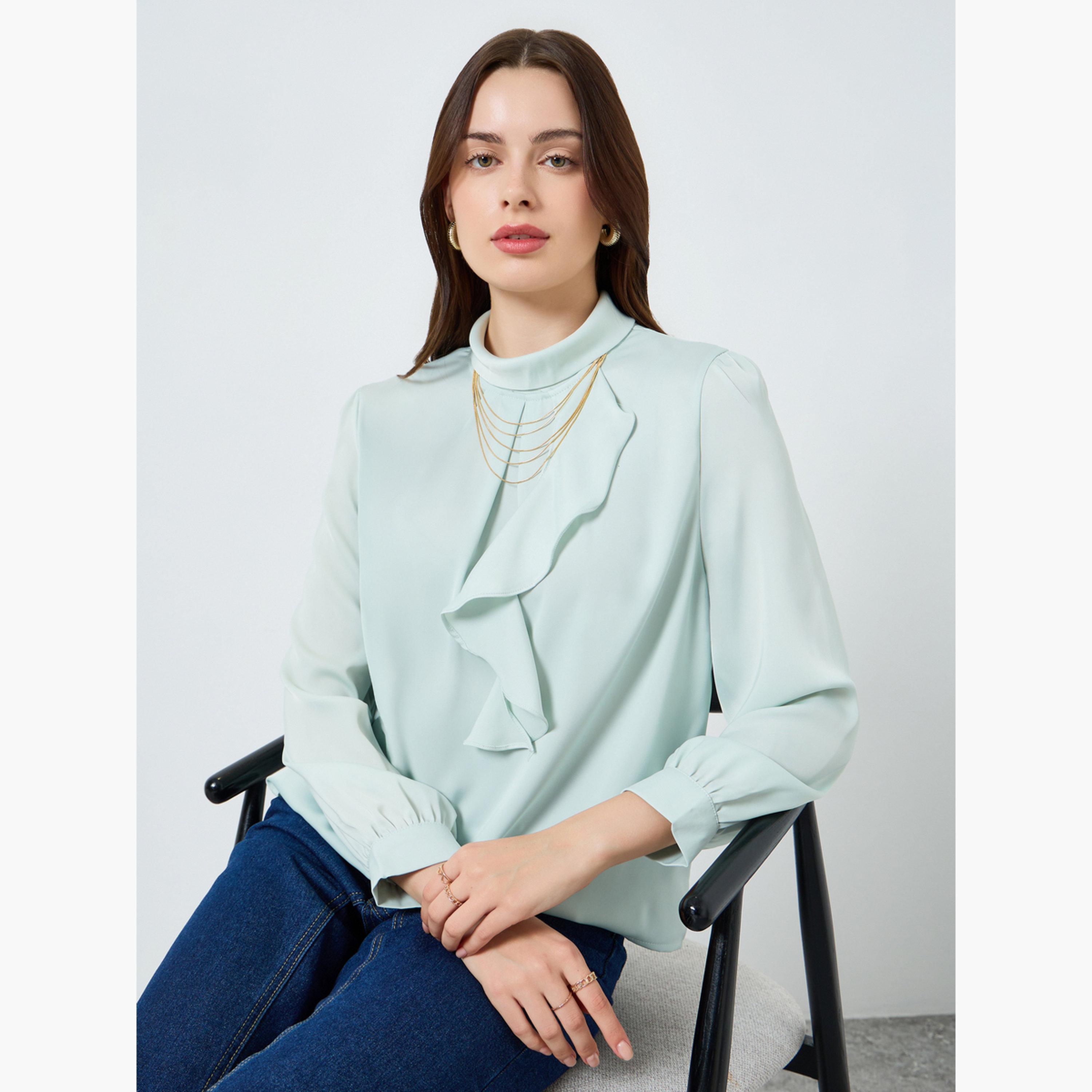 بلوزة بكشكش وتفاصيل سلسلة-women-clothing-shirtsandblouses-blouses-image-3