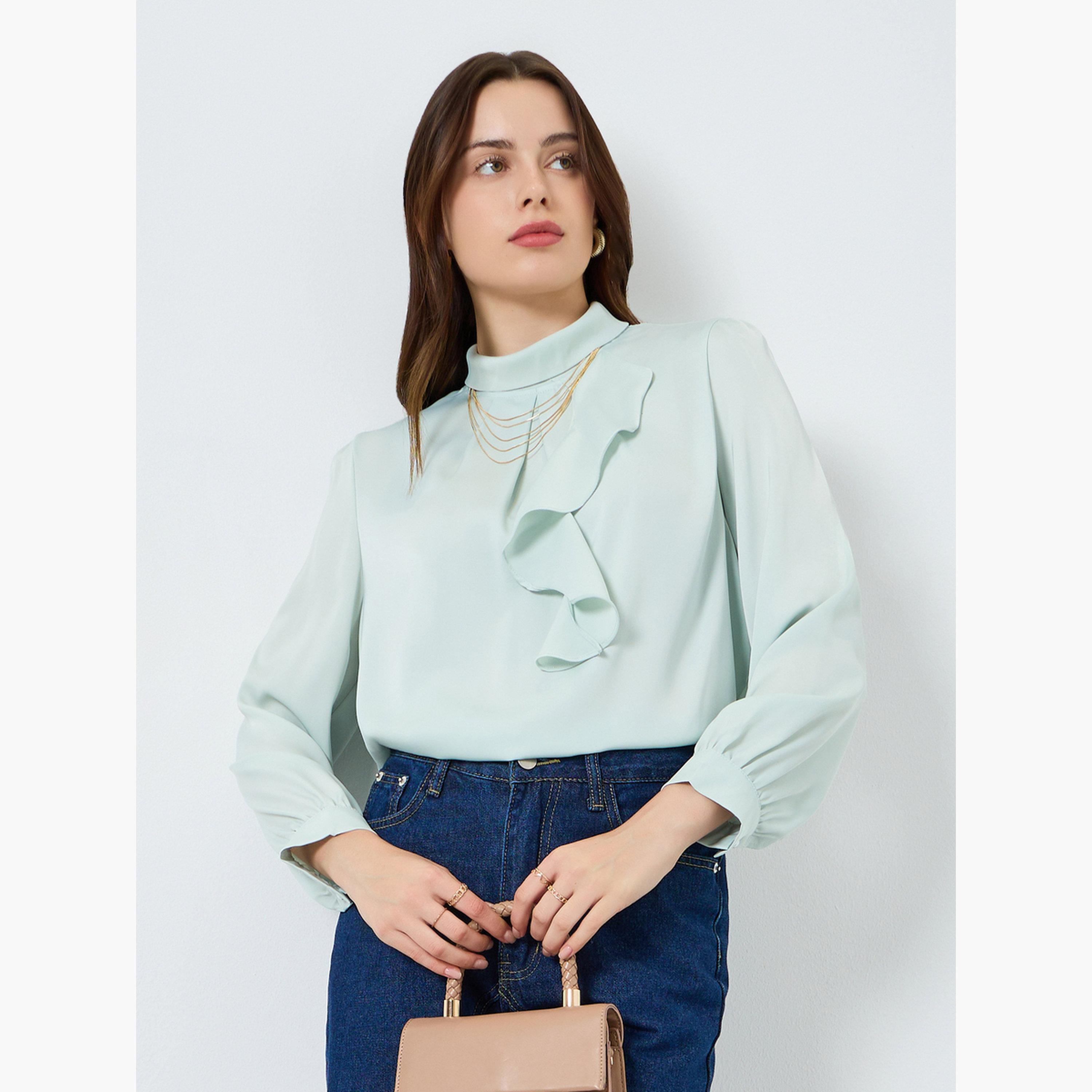 بلوزة بكشكش وتفاصيل سلسلة-women-clothing-shirtsandblouses-blouses-image-4