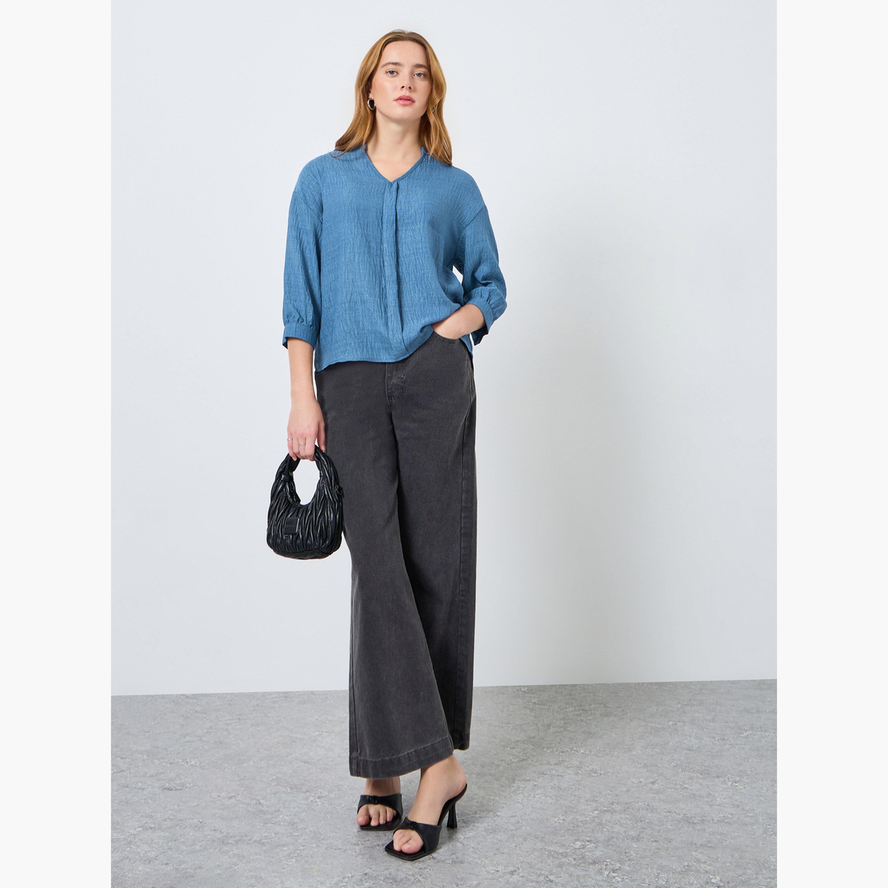Take Two Women Textured Buttoned Long Sleeve Top-women-clothing-shirtsandblouses-blouses-image-2