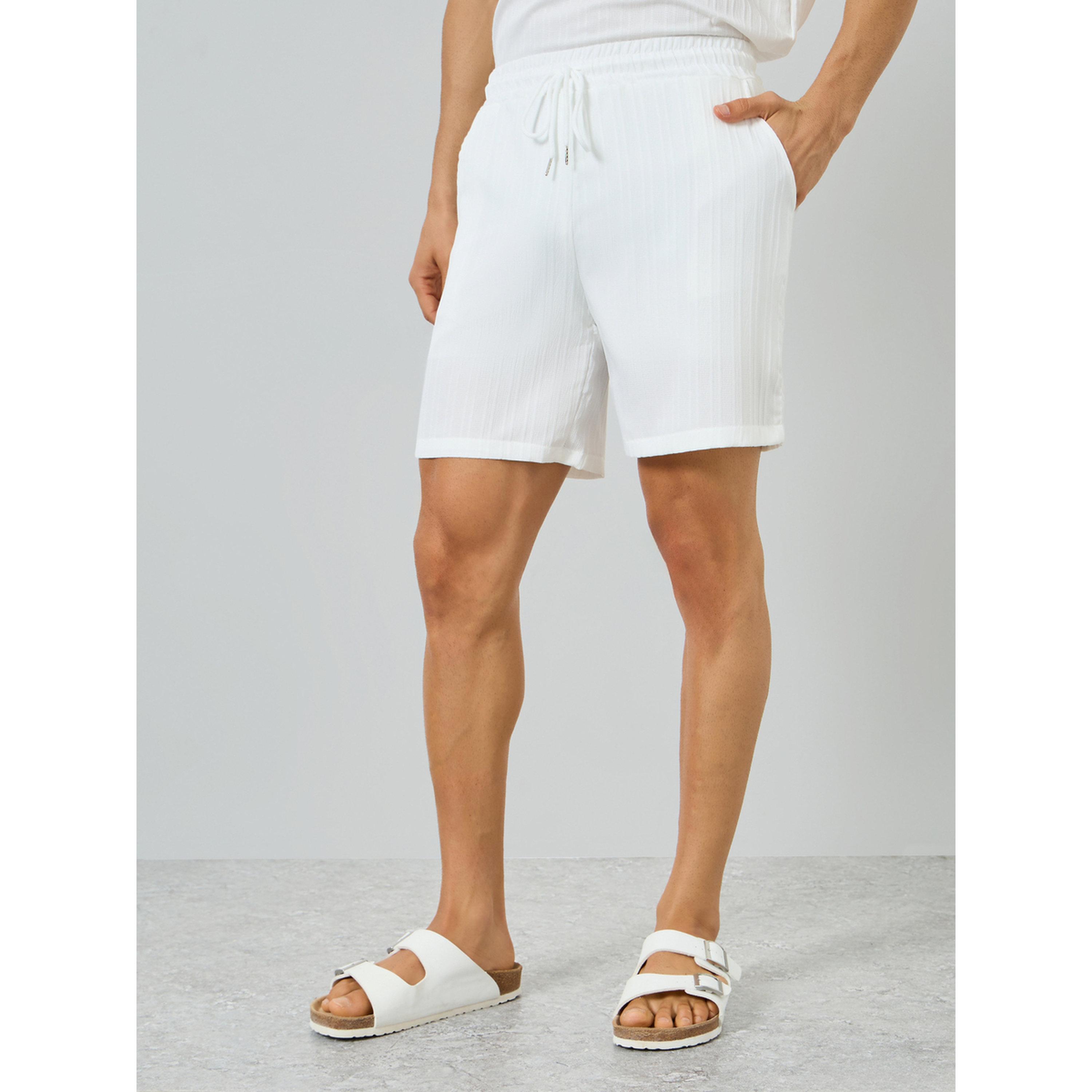 Take Two Men White Textured T-Shirt and Shorts Co-Ords-men-clothing-coordsets-image-5