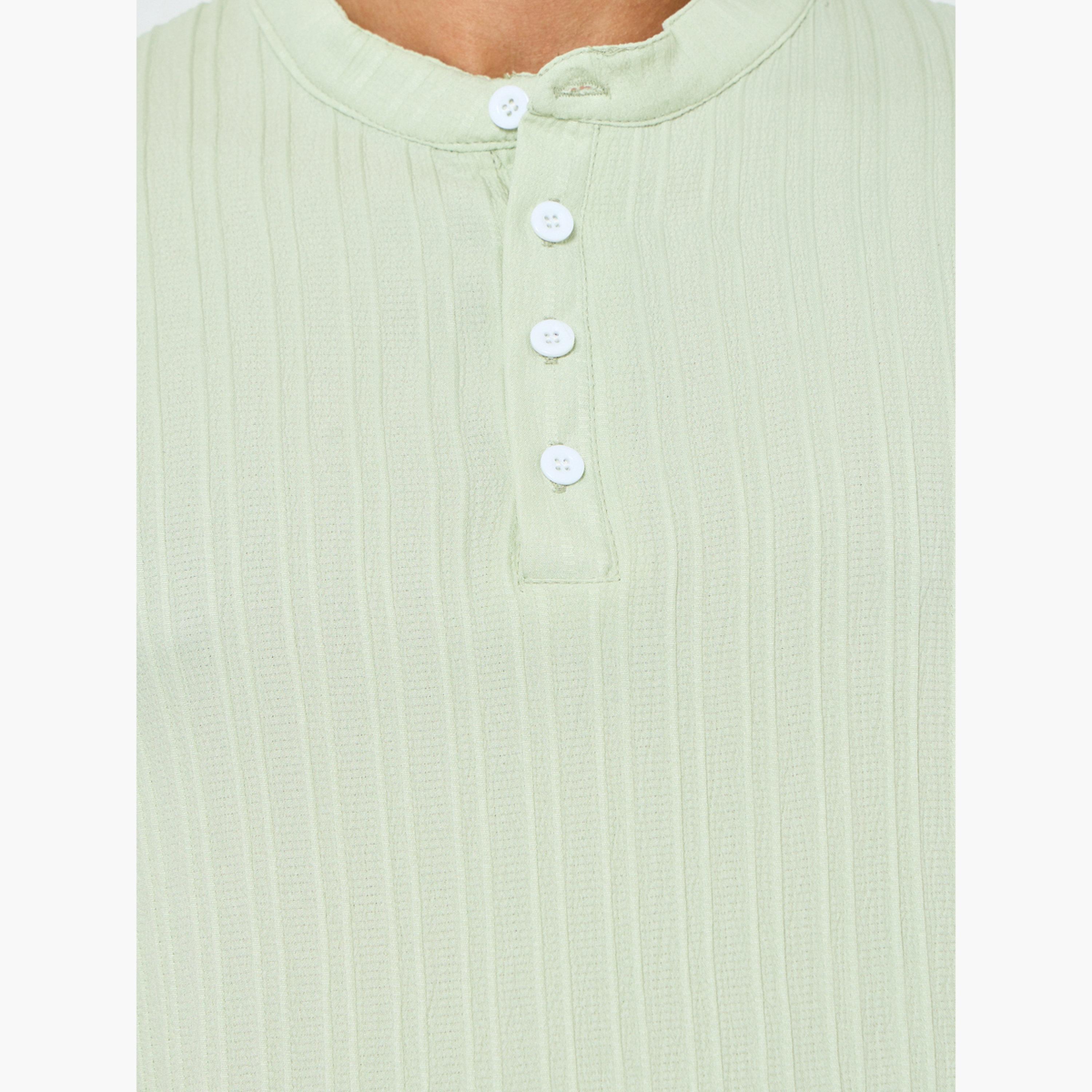 Take Two Men Green Textured Shirt and Shorts Co-Ords-men-clothing-coordsets-image-3