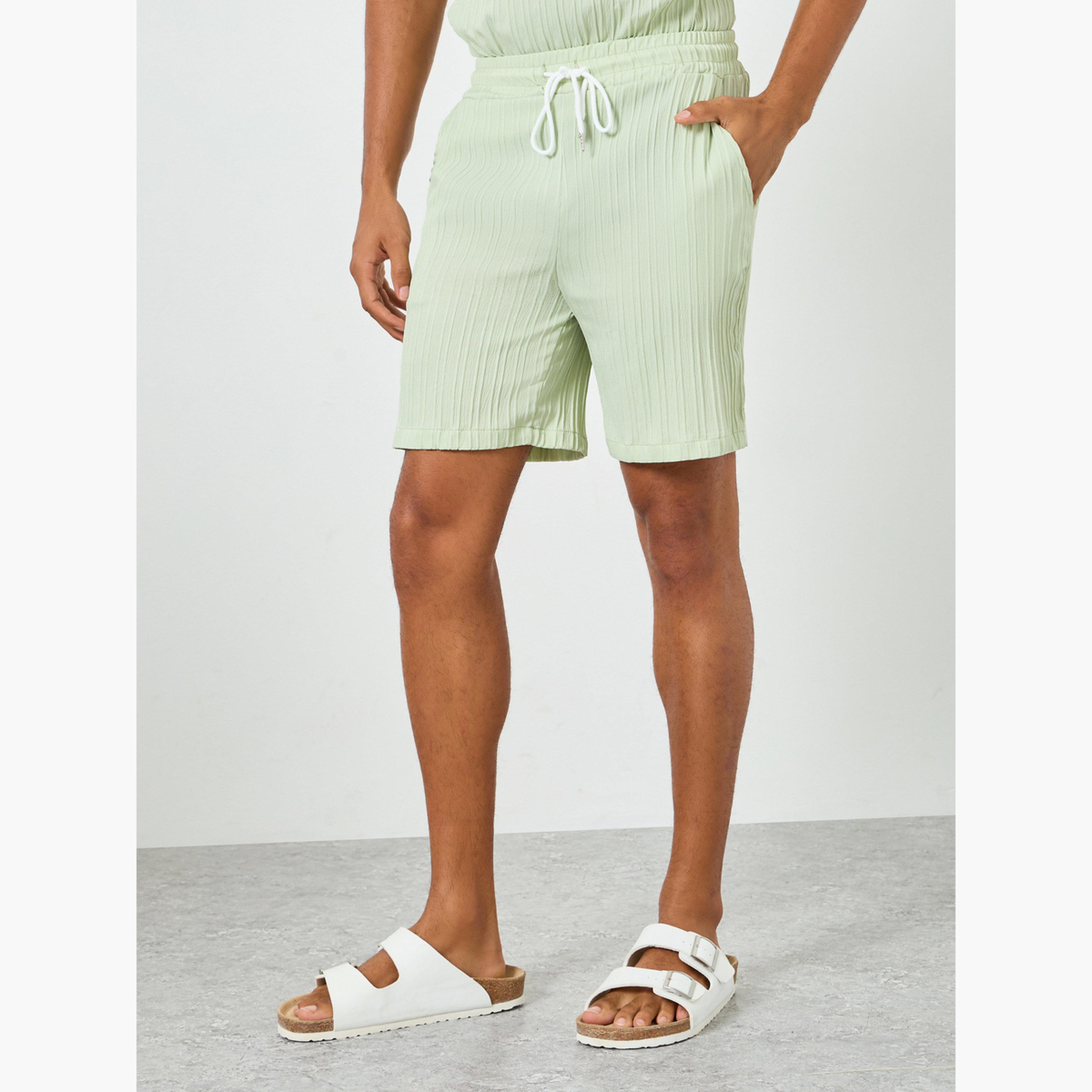 Take Two Men Green Textured Shirt and Shorts Co-Ords-men-clothing-coordsets-image-4