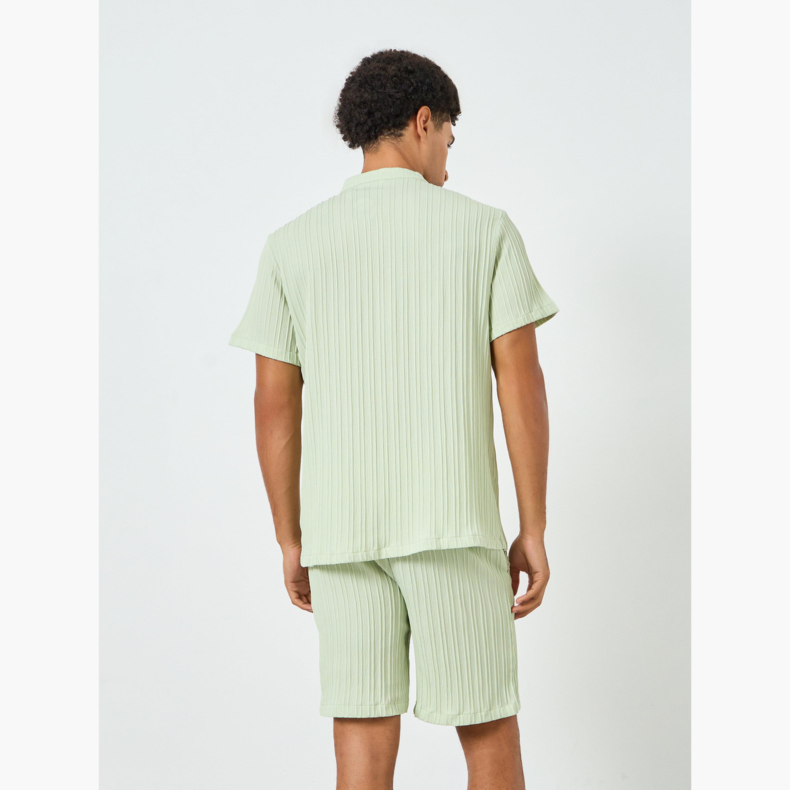 Take Two Men Green Textured Shirt and Shorts Co-Ords-men-clothing-coordsets-image-6