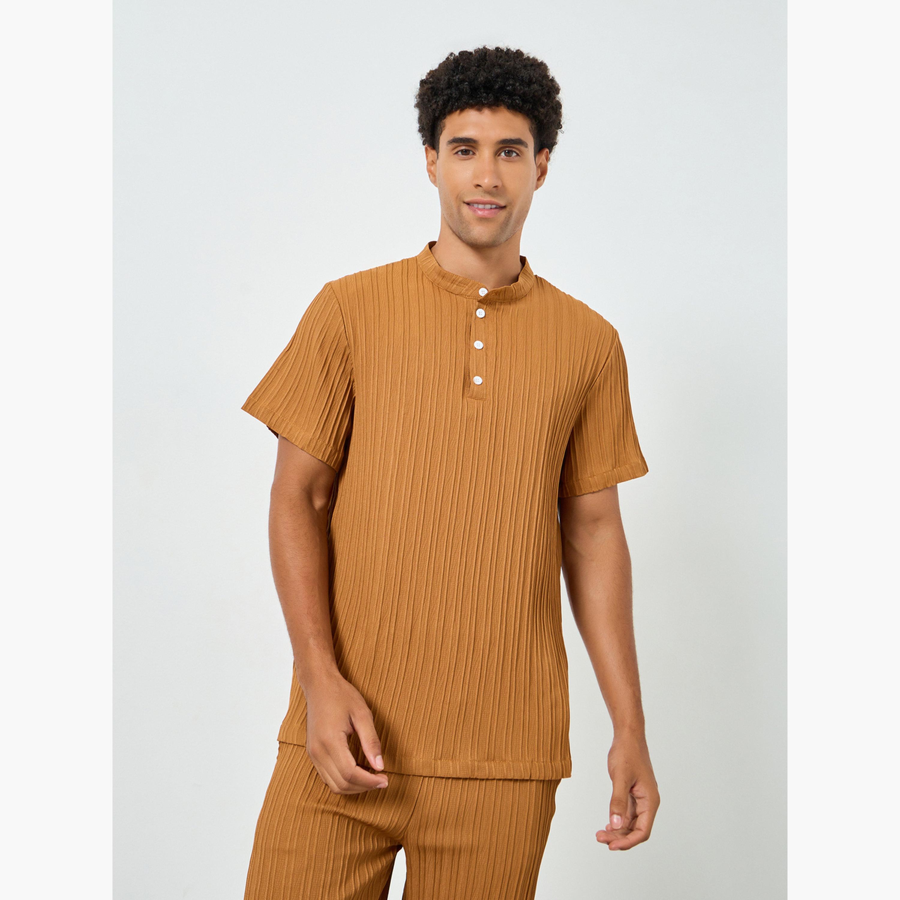 Take Two Men Textured Short Sleeve Shirt and Shorts Co-Ords-men-clothing-coordsets-image-2