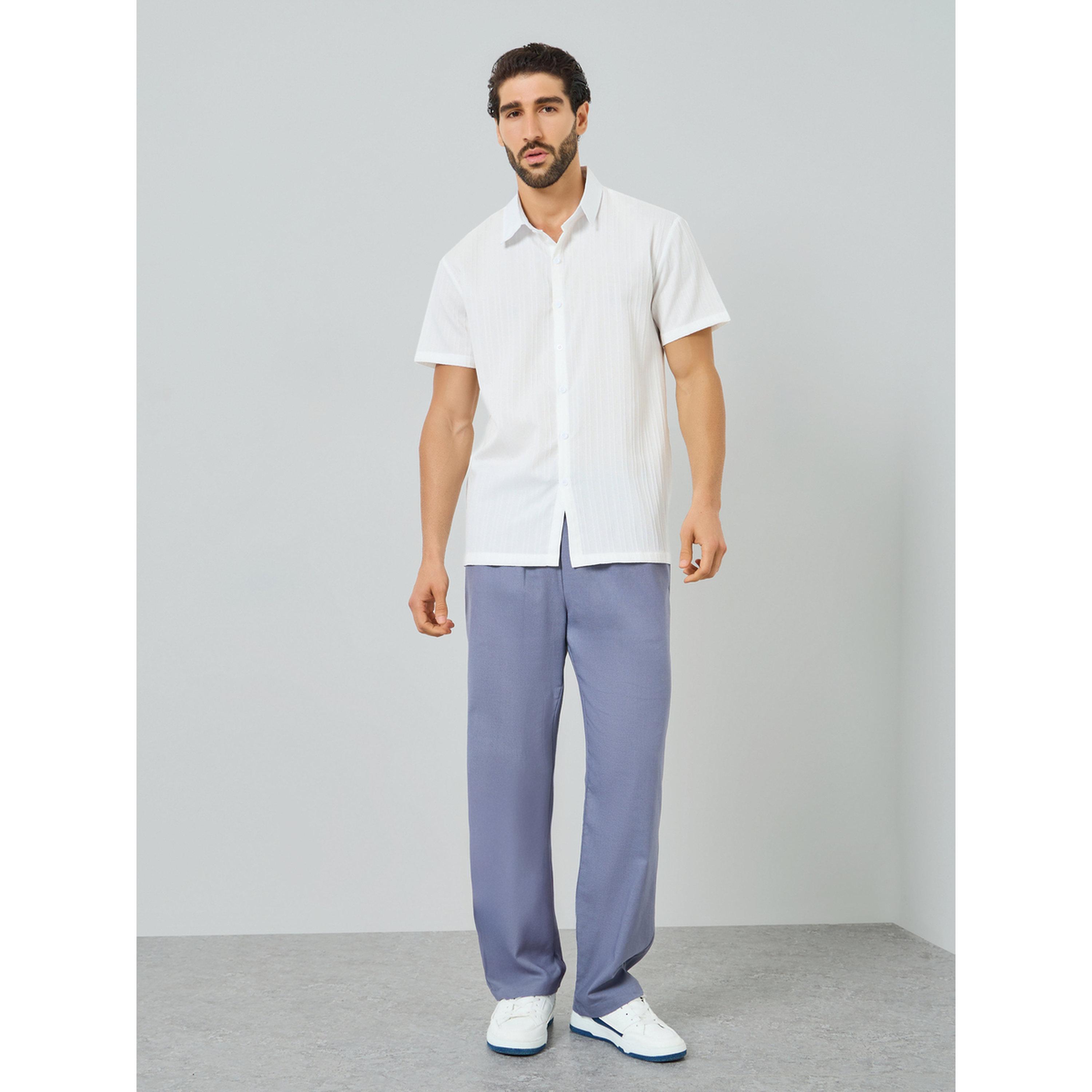 Take Two Men White Textured Short Sleeve Shirt-men-clothing-shirts-image-2