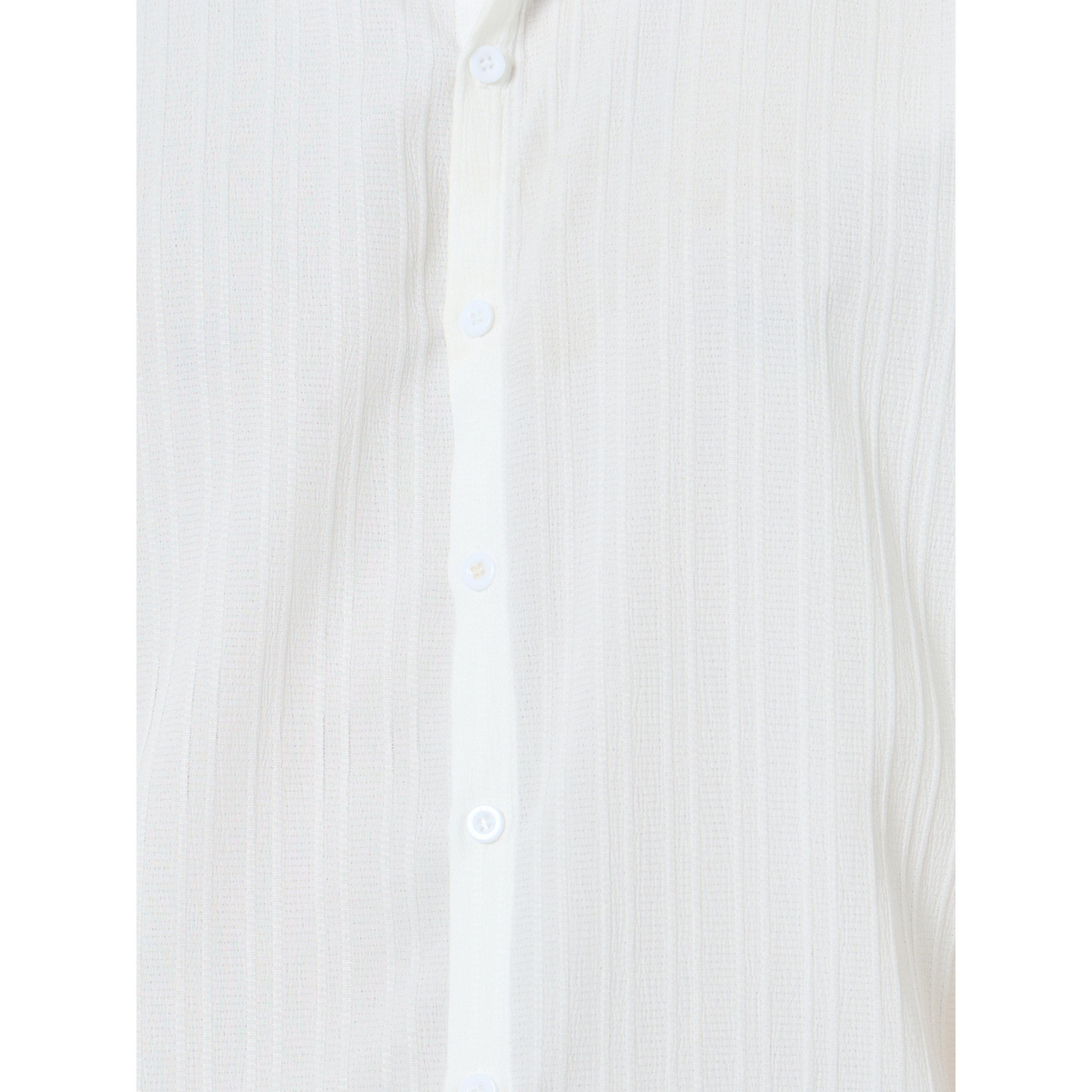 Take Two Men White Textured Short Sleeve Shirt-men-clothing-shirts-image-3