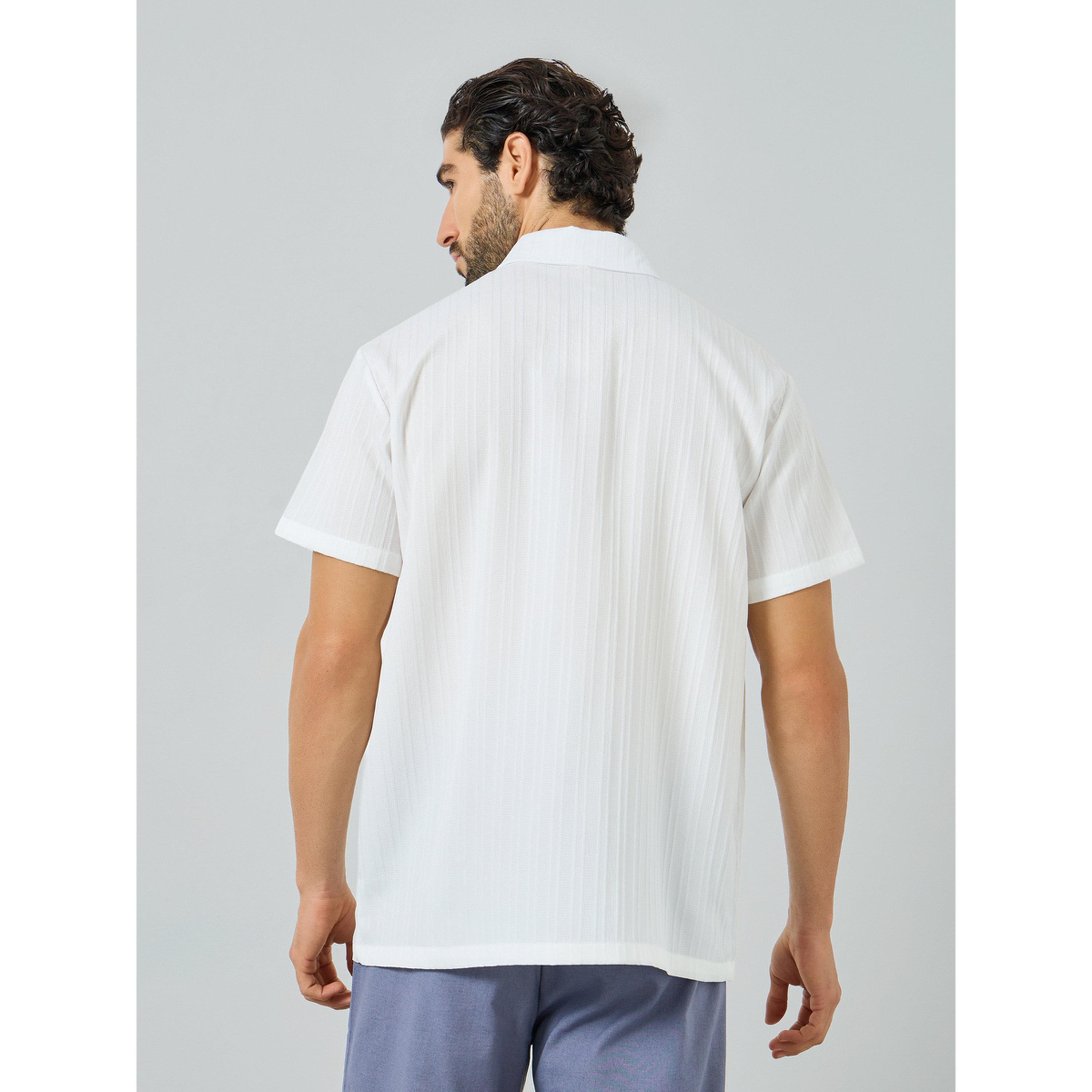 Take Two Men White Textured Short Sleeve Shirt-men-clothing-shirts-image-4