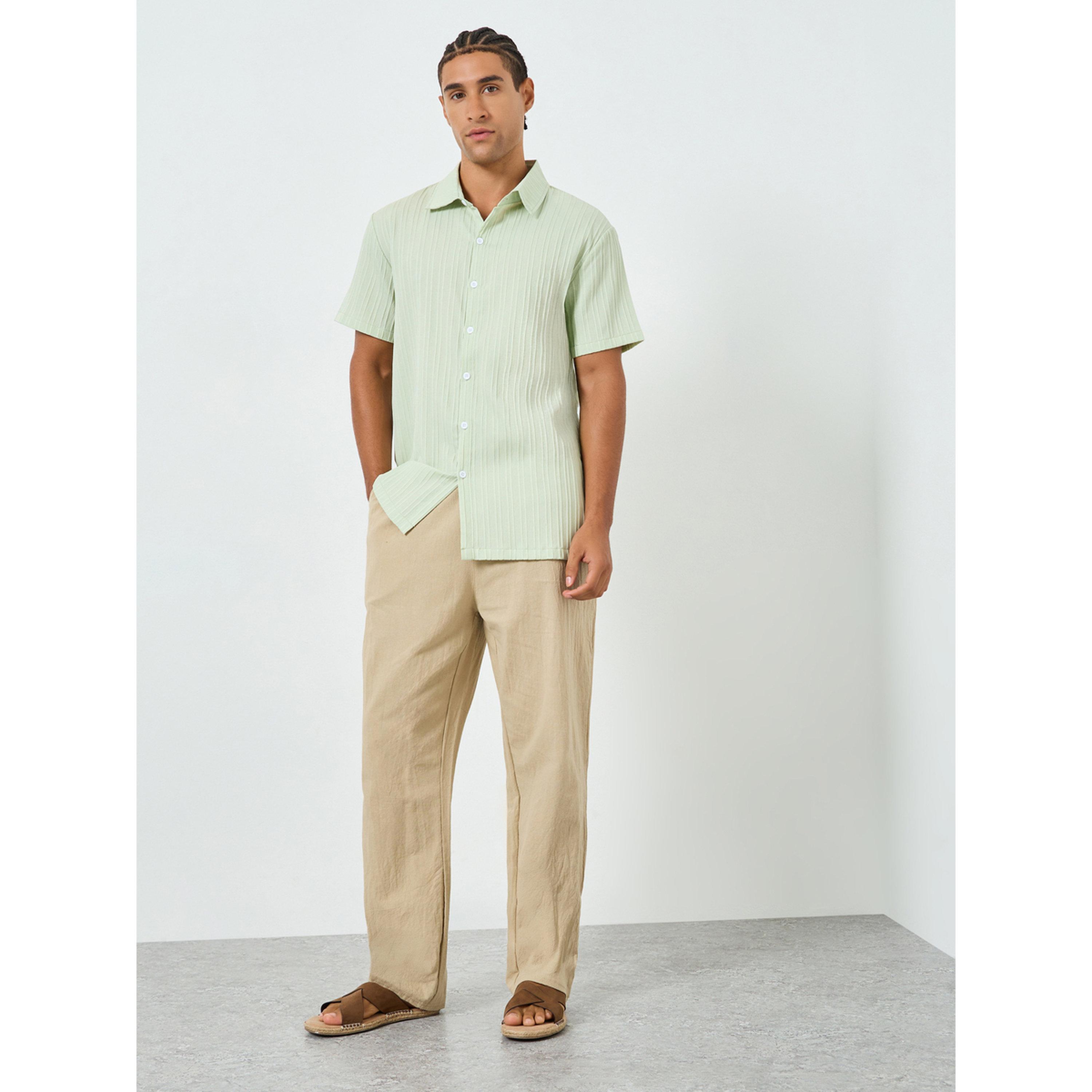 Take Two Men Green Textured Short Sleeve Shirt-men-clothing-shirts-image-2