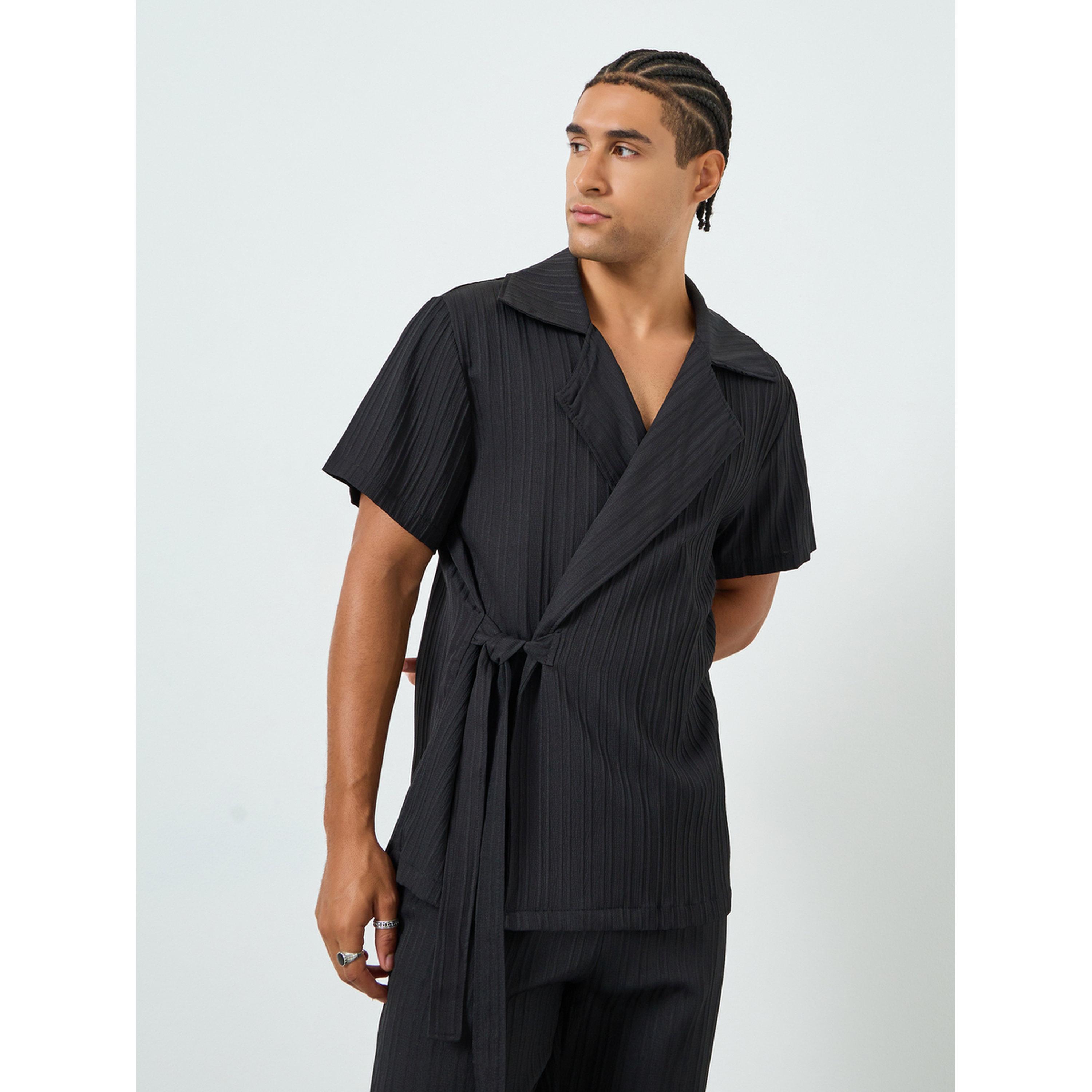 Take Two Men Textured Wrap Front Shirt and Pants Set-men-clothing-coordsets-image-2