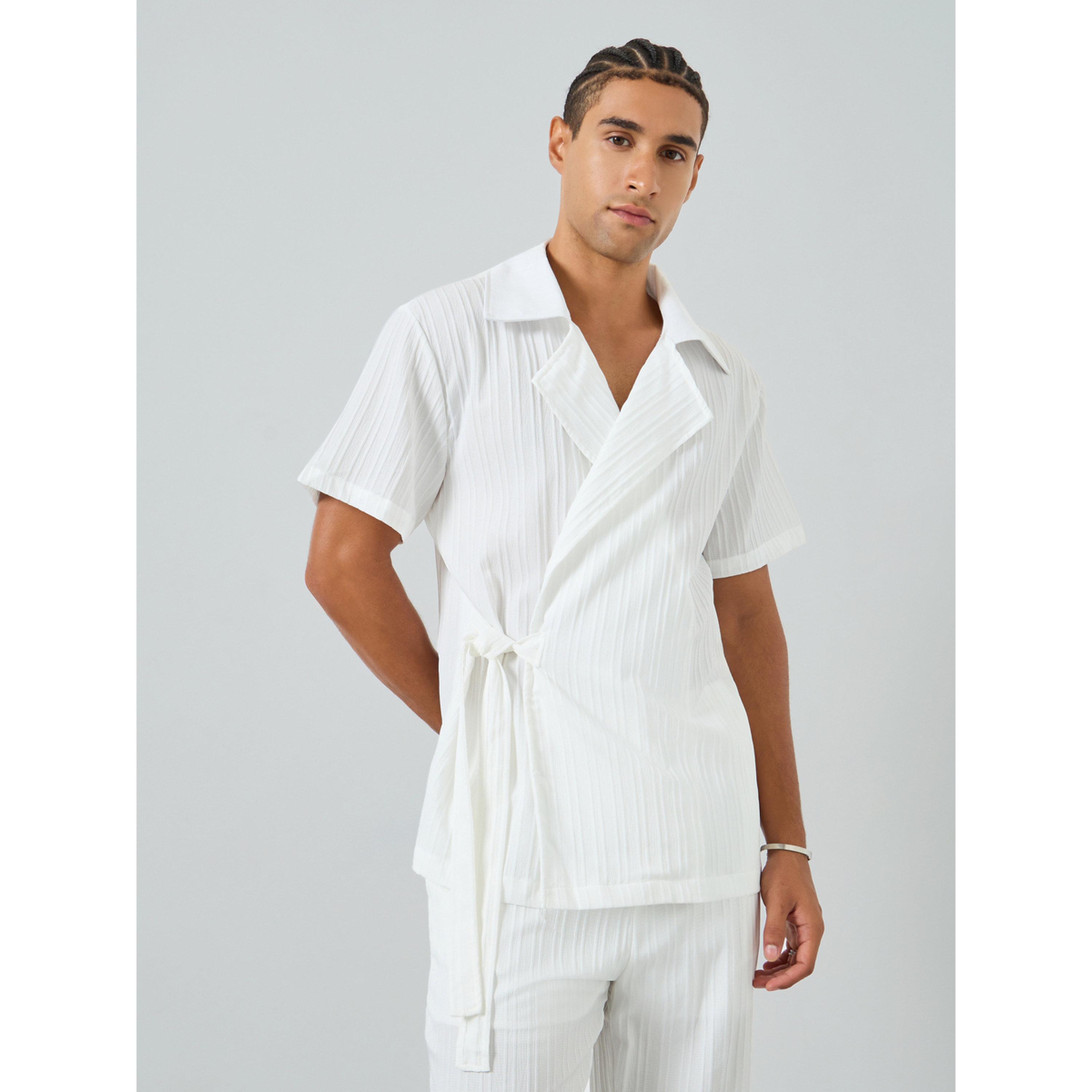 Take Two Men Textured Wrap Front Shirt and Pants Set-men-clothing-coordsets-image-2