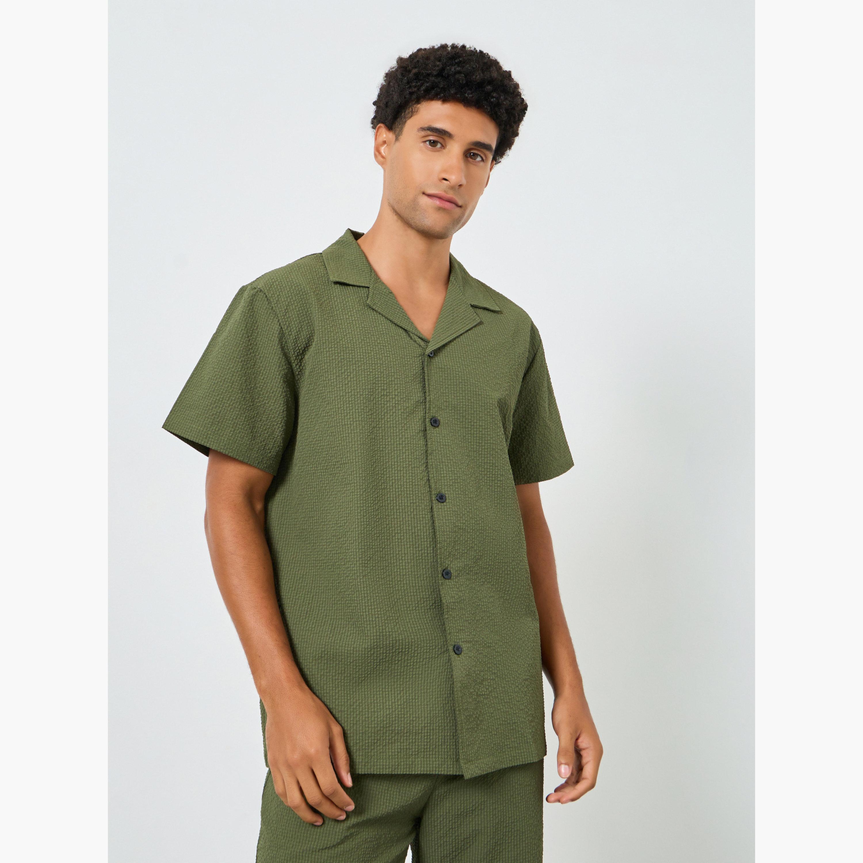 Take Two Men Textured Olive Green Shirt and Pants Co-Ords-men-clothing-coordsets-image-2