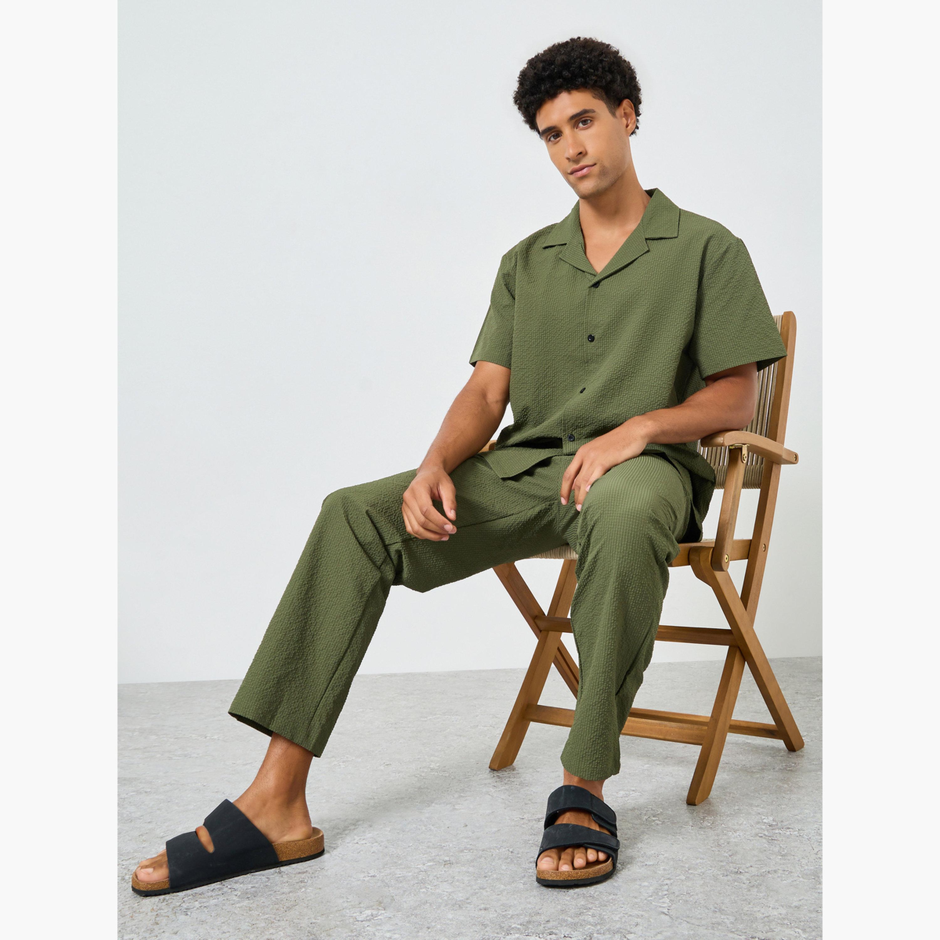 Take Two Men Textured Olive Green Shirt and Pants Co-Ords-men-clothing-coordsets-image-3
