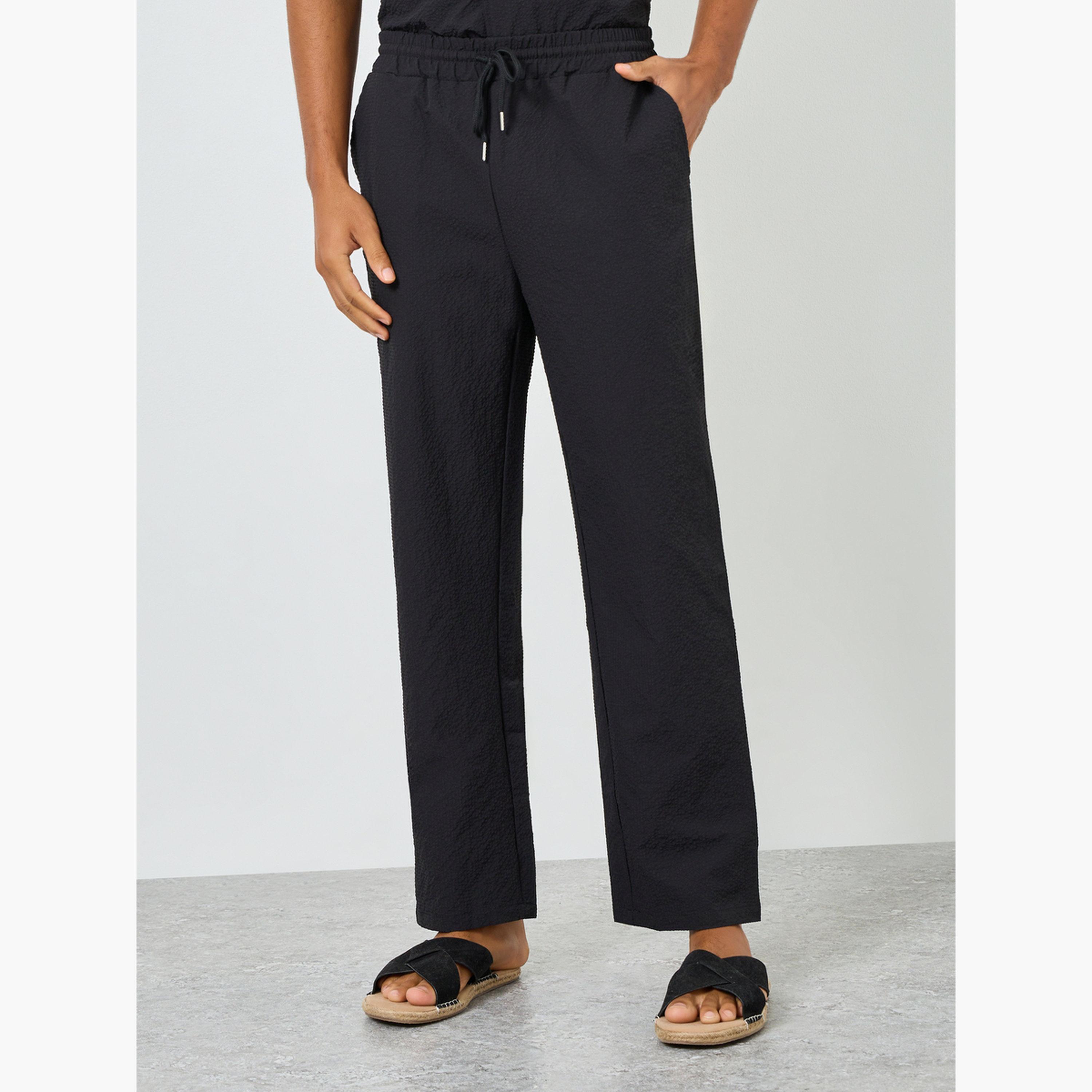 Take Two Men Black Textured Short Sleeve Shirt and Pants Co-Ords-men-clothing-coordsets-image-4