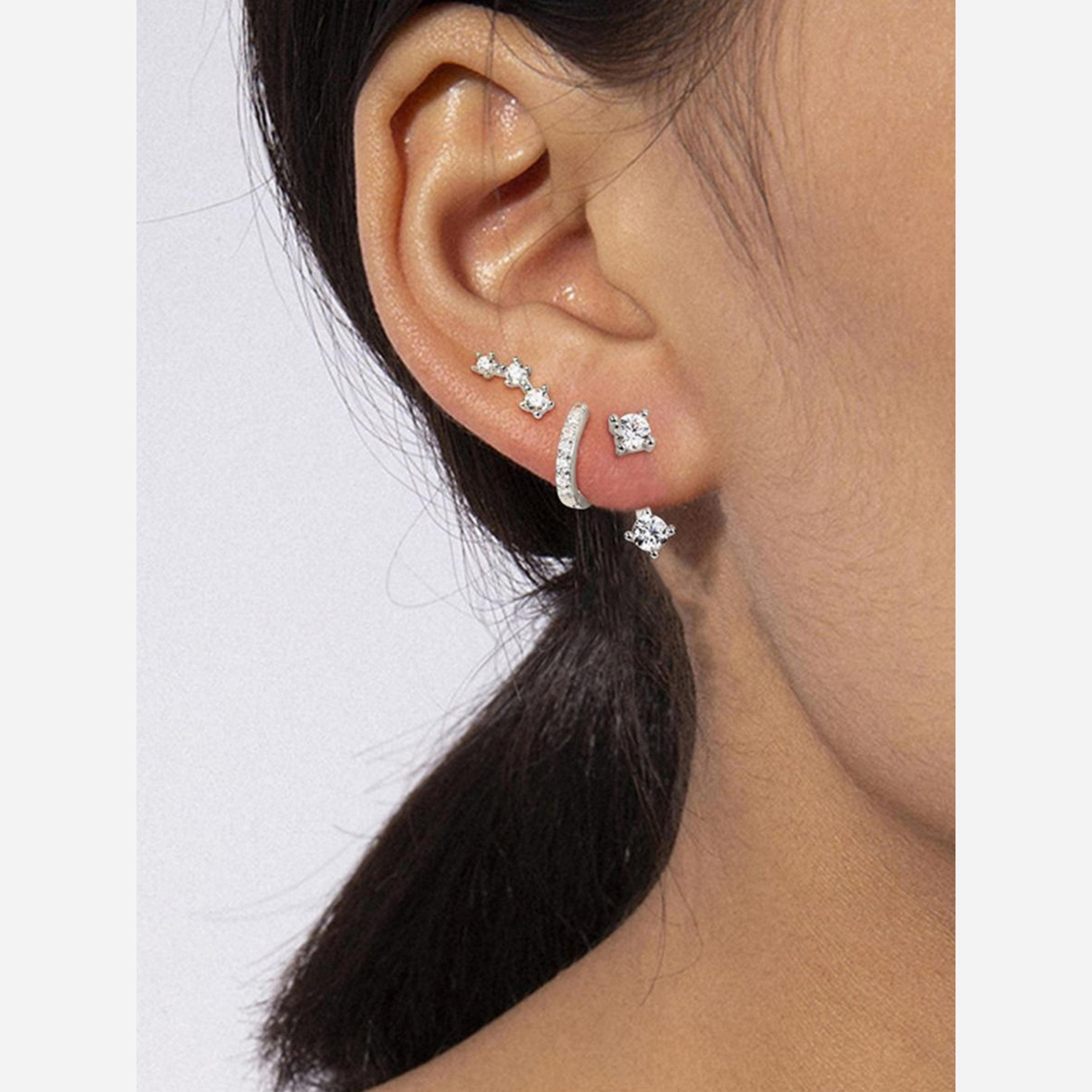 تيك تو - عبوة 3 قطع - أقراط فضية مزخرفة-women-watchesandjewellery-jewellery-earrings-image-2