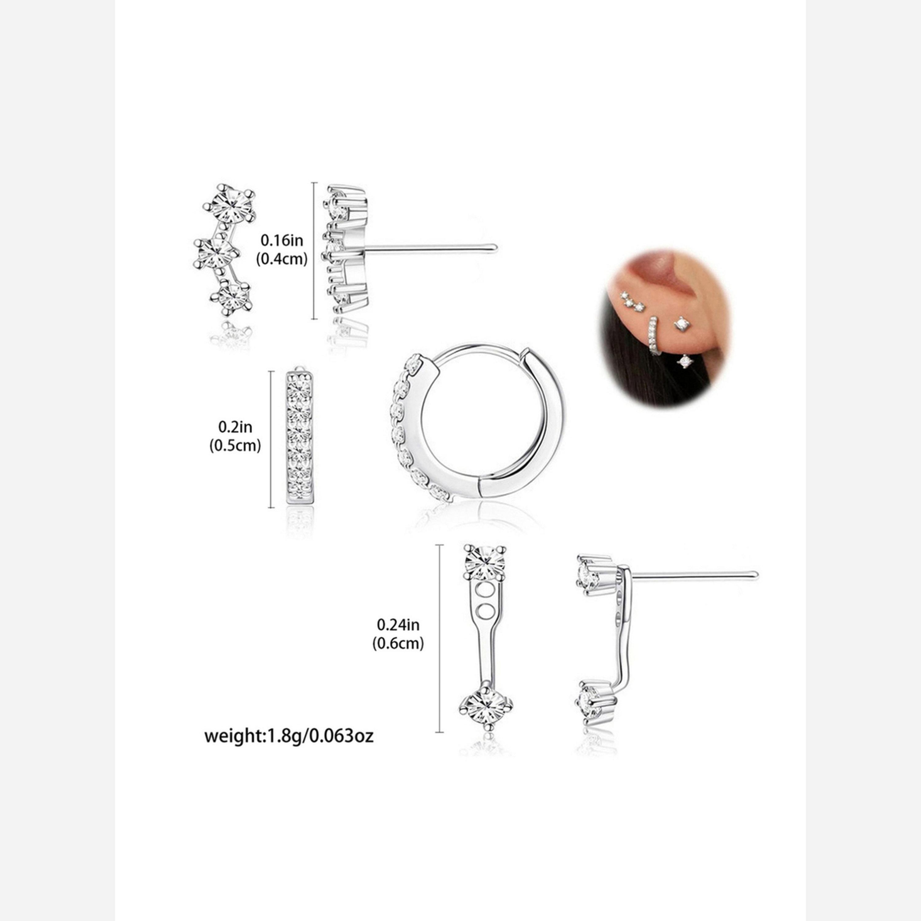 تيك تو - عبوة 3 قطع - أقراط فضية مزخرفة-women-watchesandjewellery-jewellery-earrings-image-3