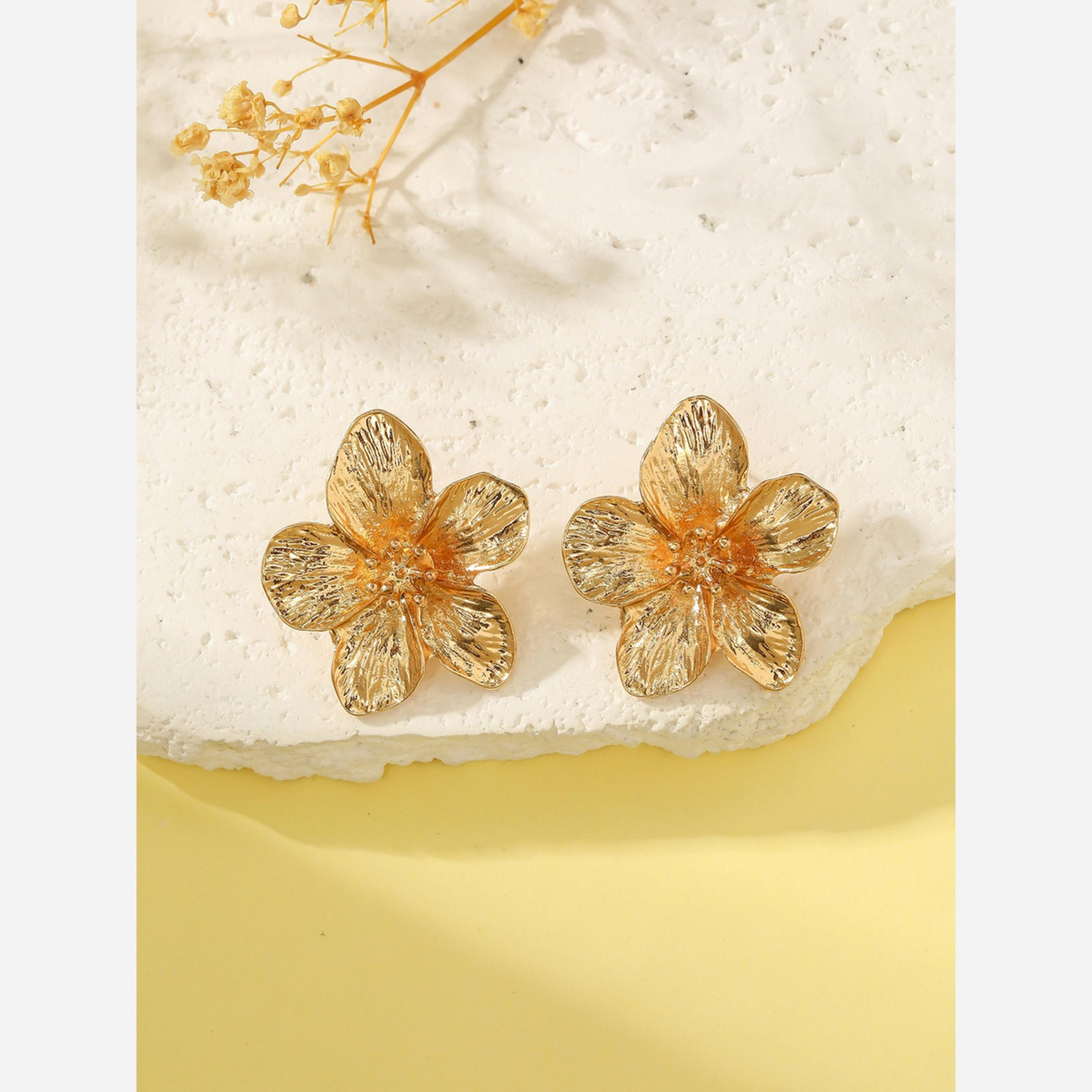 Take Two Gold Flower Stud Earrings-women-watchesandjewellery-jewellery-earrings-image-4
