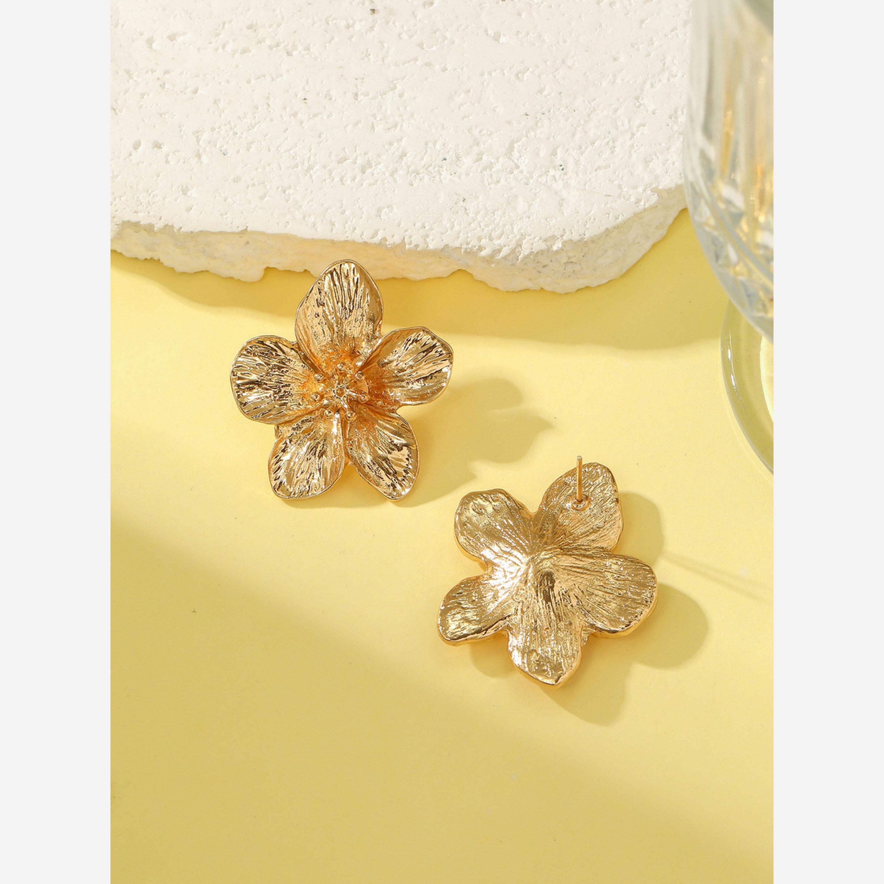 Take Two Gold Flower Stud Earrings-women-watchesandjewellery-jewellery-earrings-image-6