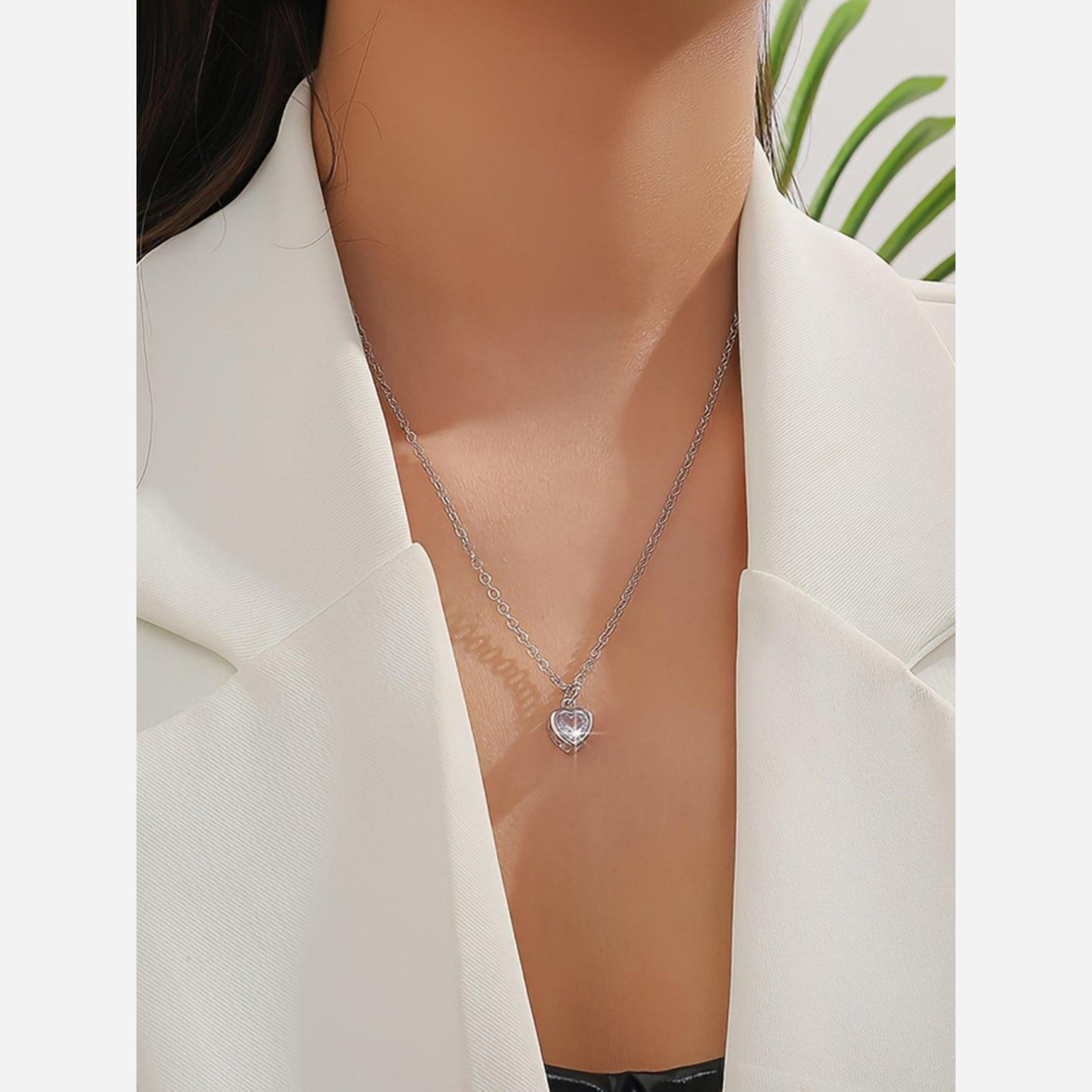 Take Two Silver Heart Pendant Necklace-women-watchesandjewellery-jewellery-necklacesandpendants-image-2
