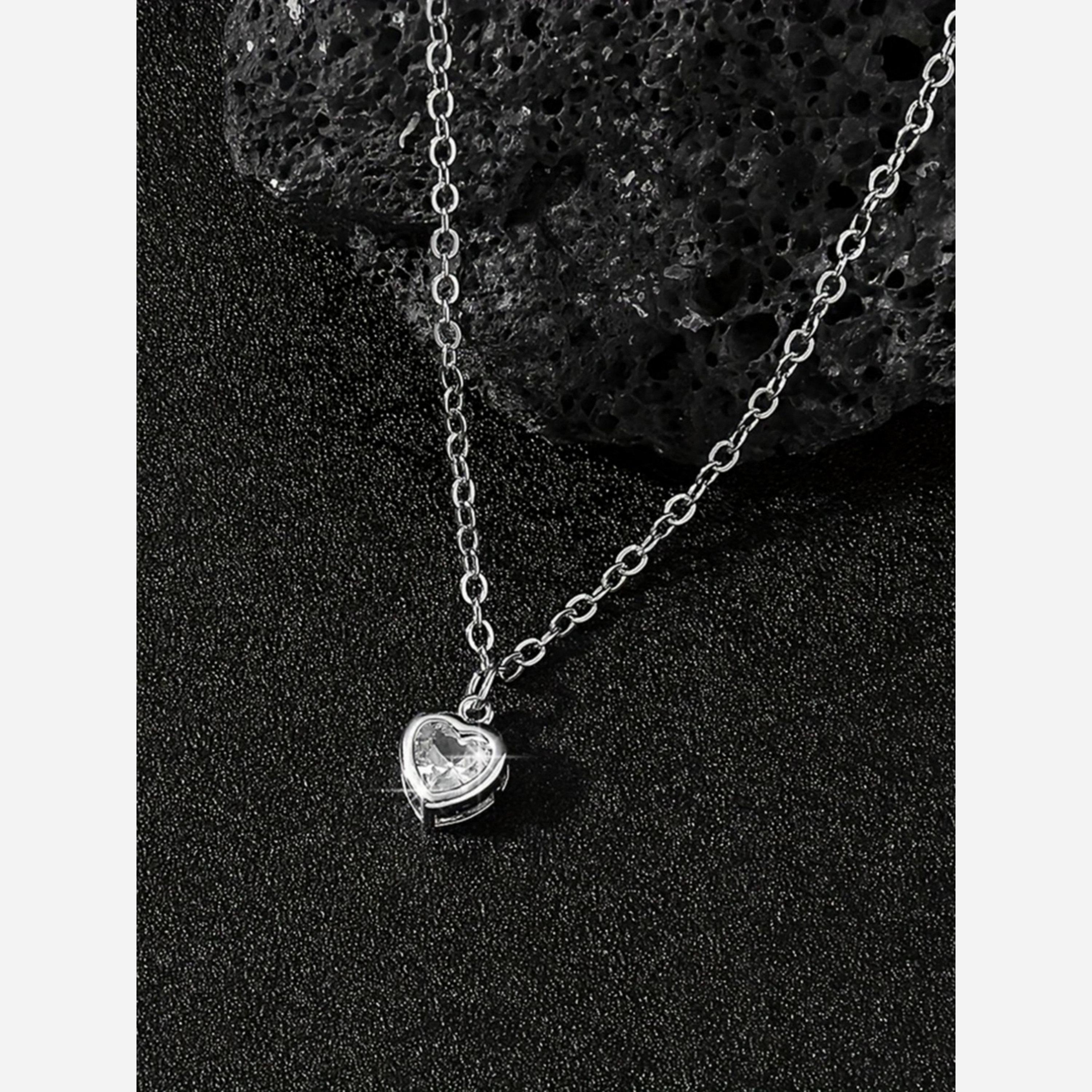 Take Two Silver Heart Pendant Necklace-women-watchesandjewellery-jewellery-necklacesandpendants-image-3