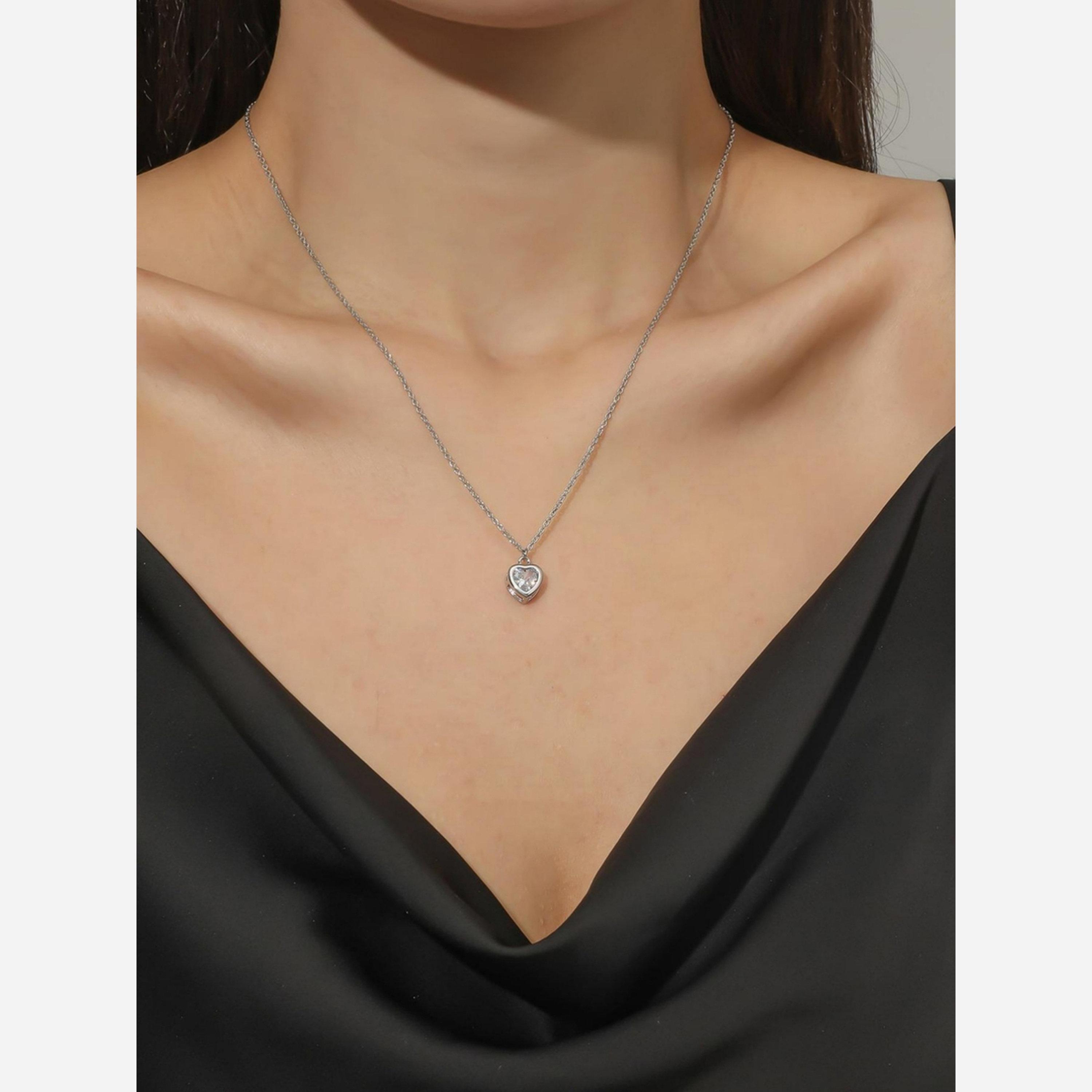 Take Two Silver Heart Pendant Necklace-women-watchesandjewellery-jewellery-necklacesandpendants-image-4