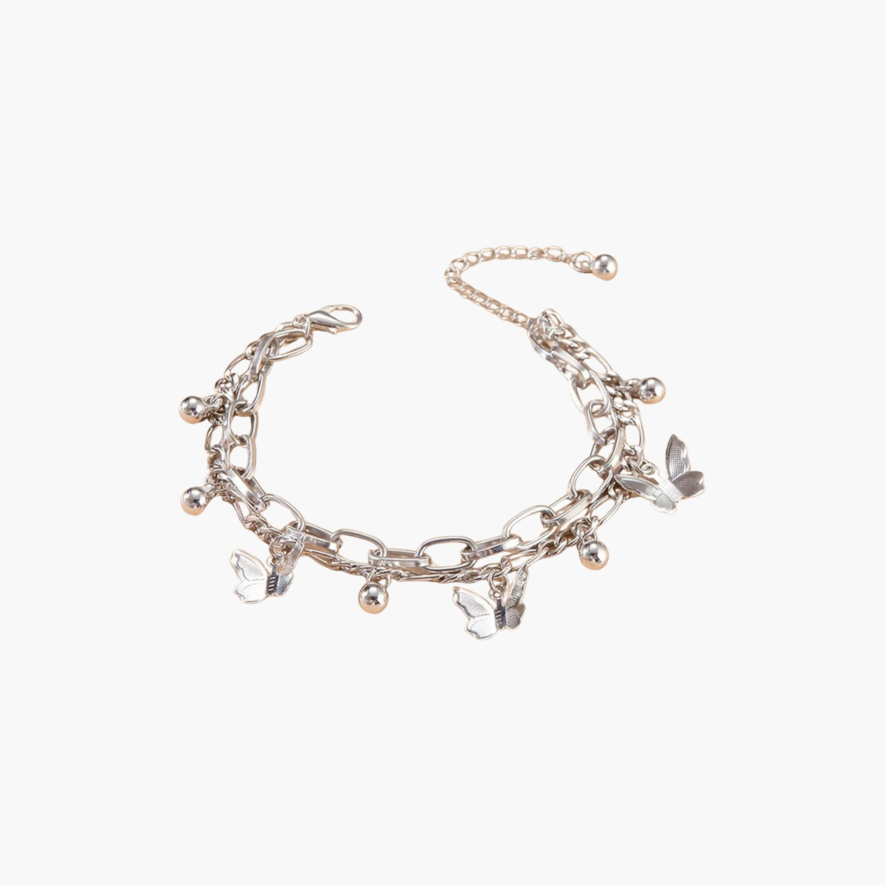 تيك تو - سوار سلسلة فضي مزين بتعليقة فراشة-women-watchesandjewellery-jewellery-banglesandbracelets-image-1