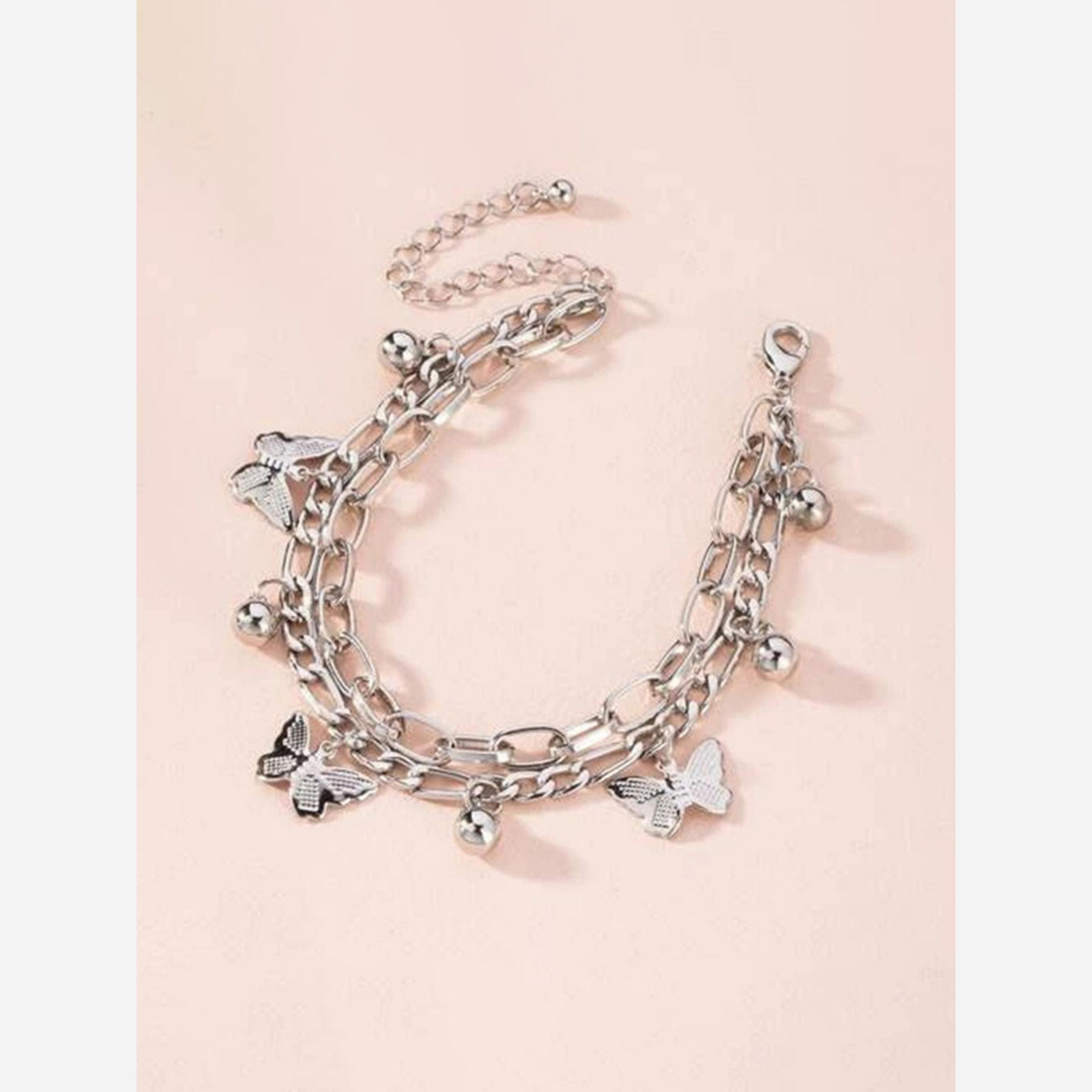 تيك تو - سوار سلسلة فضي مزين بتعليقة فراشة-women-watchesandjewellery-jewellery-banglesandbracelets-image-4
