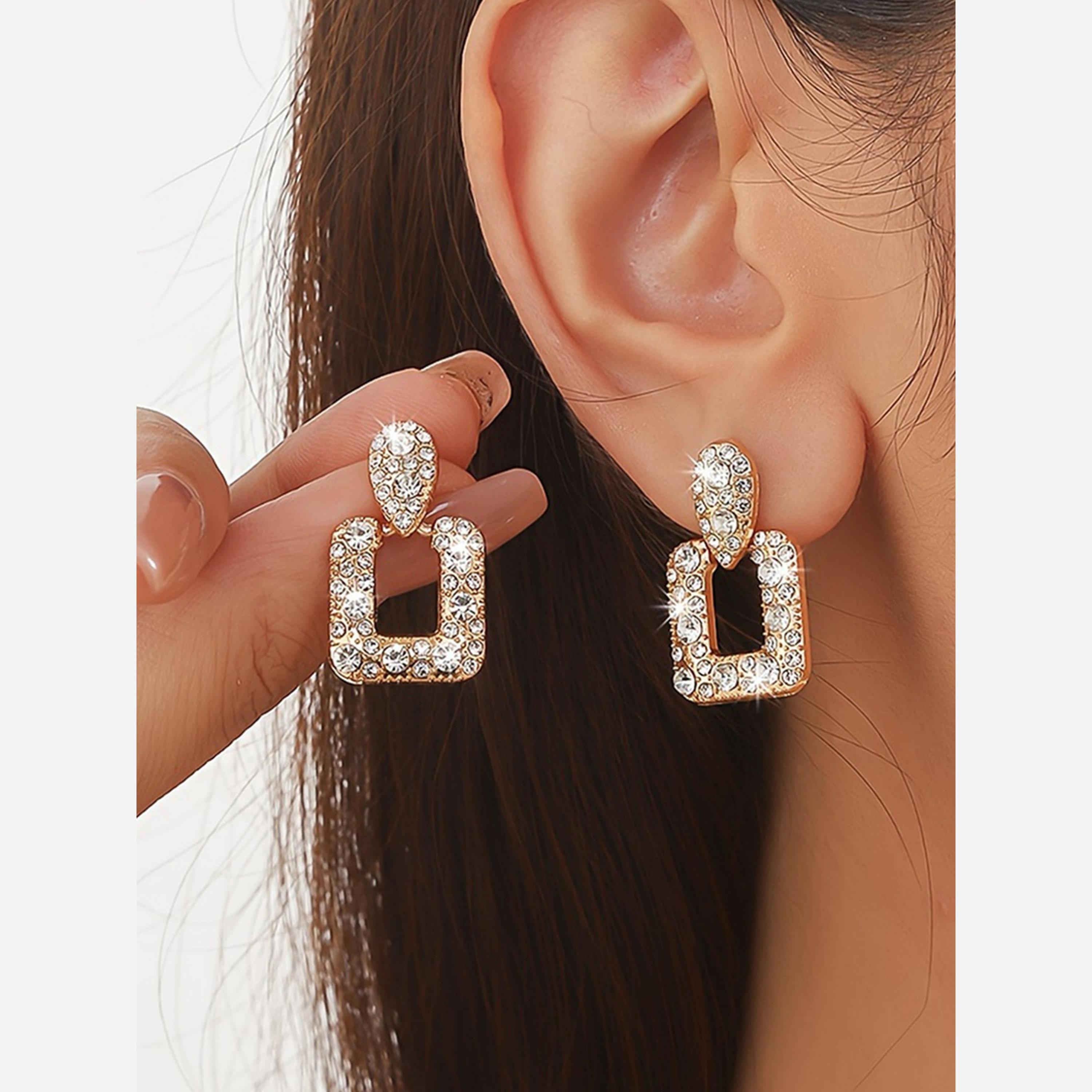 Take Two Gold Tone Square Drop Earrings-women-watchesandjewellery-jewellery-earrings-image-2