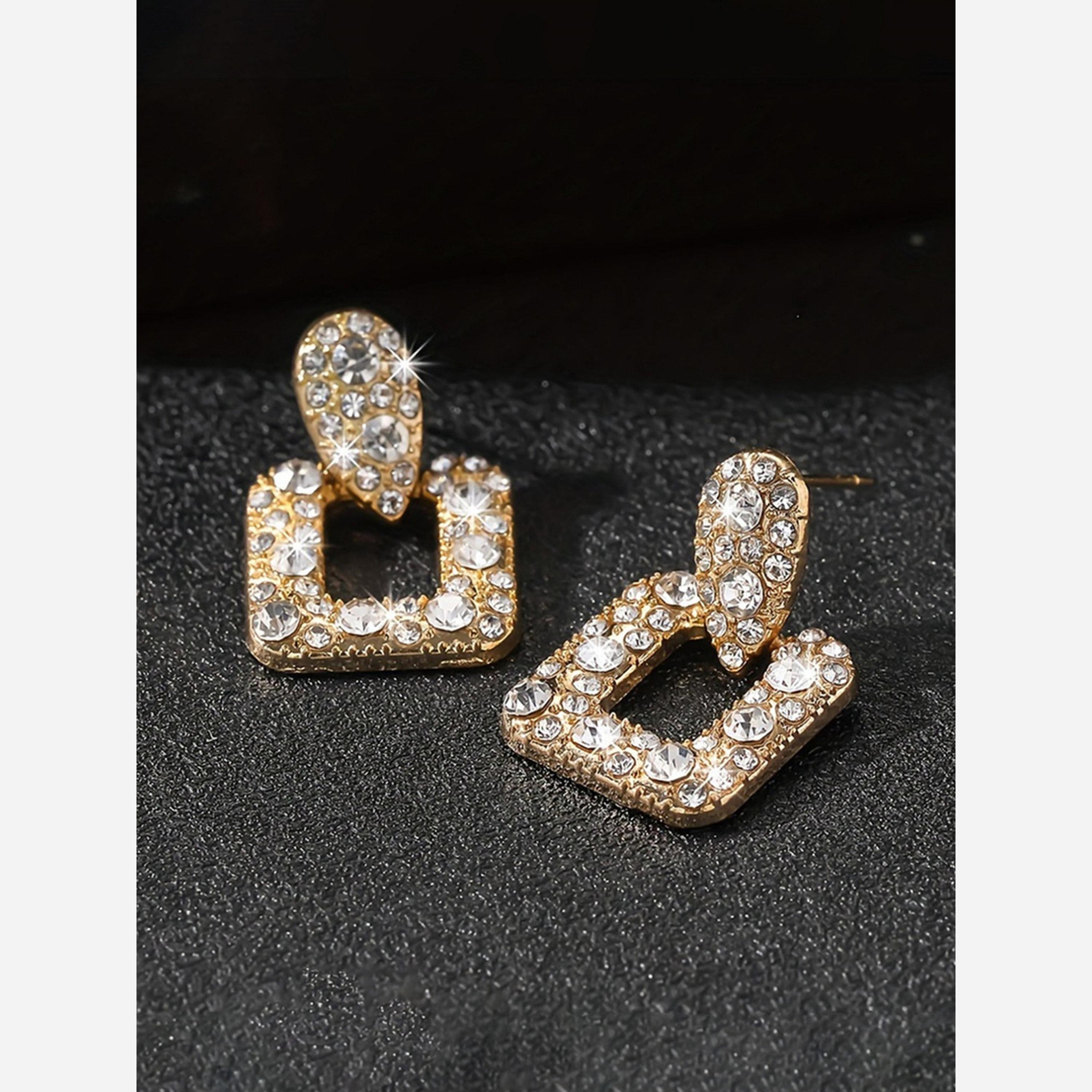 Take Two Gold Tone Square Drop Earrings-women-watchesandjewellery-jewellery-earrings-image-5