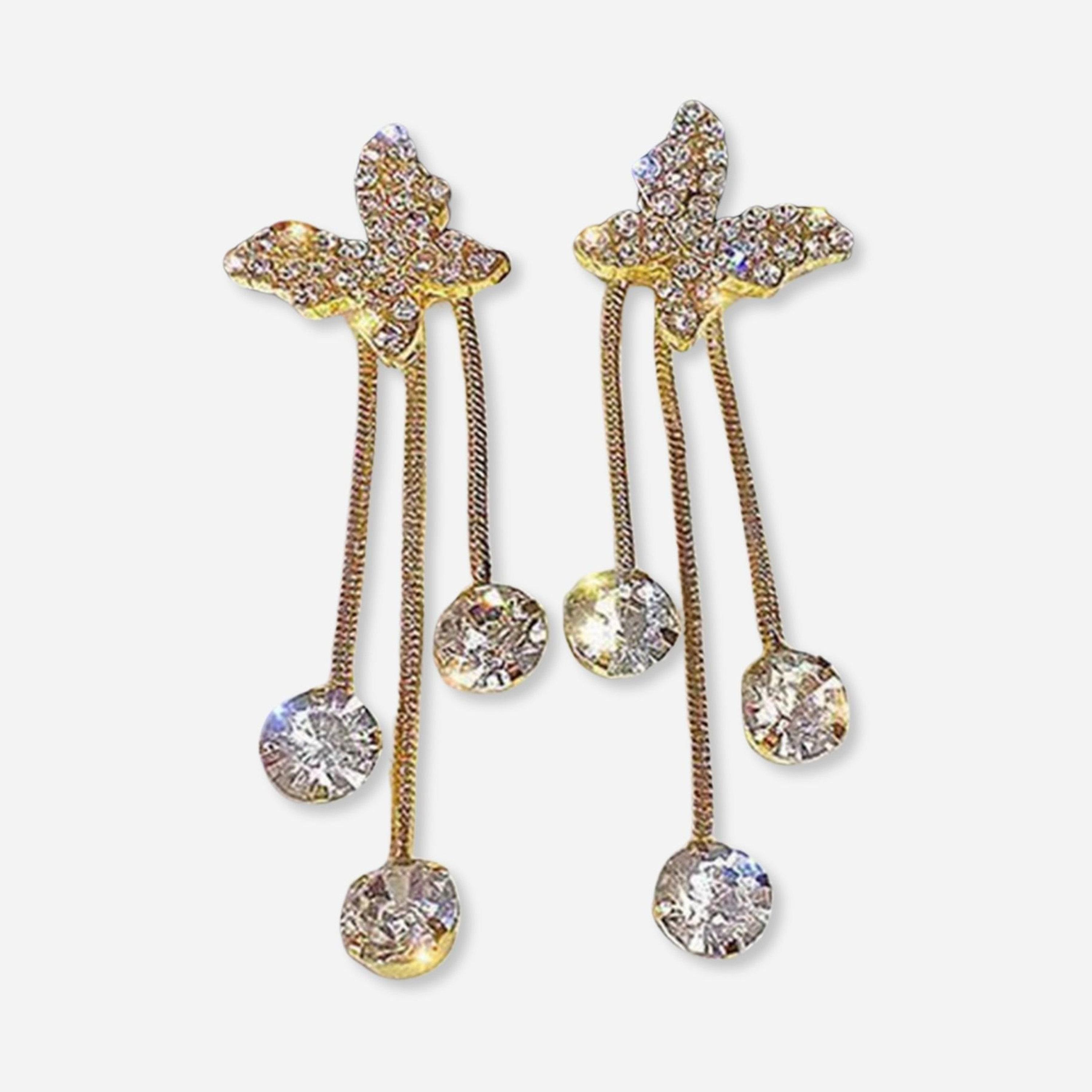 Take Two Gold Butterfly Dangle Earrings with Sparkling Accents-women-watchesandjewellery-jewellery-earrings-image-1