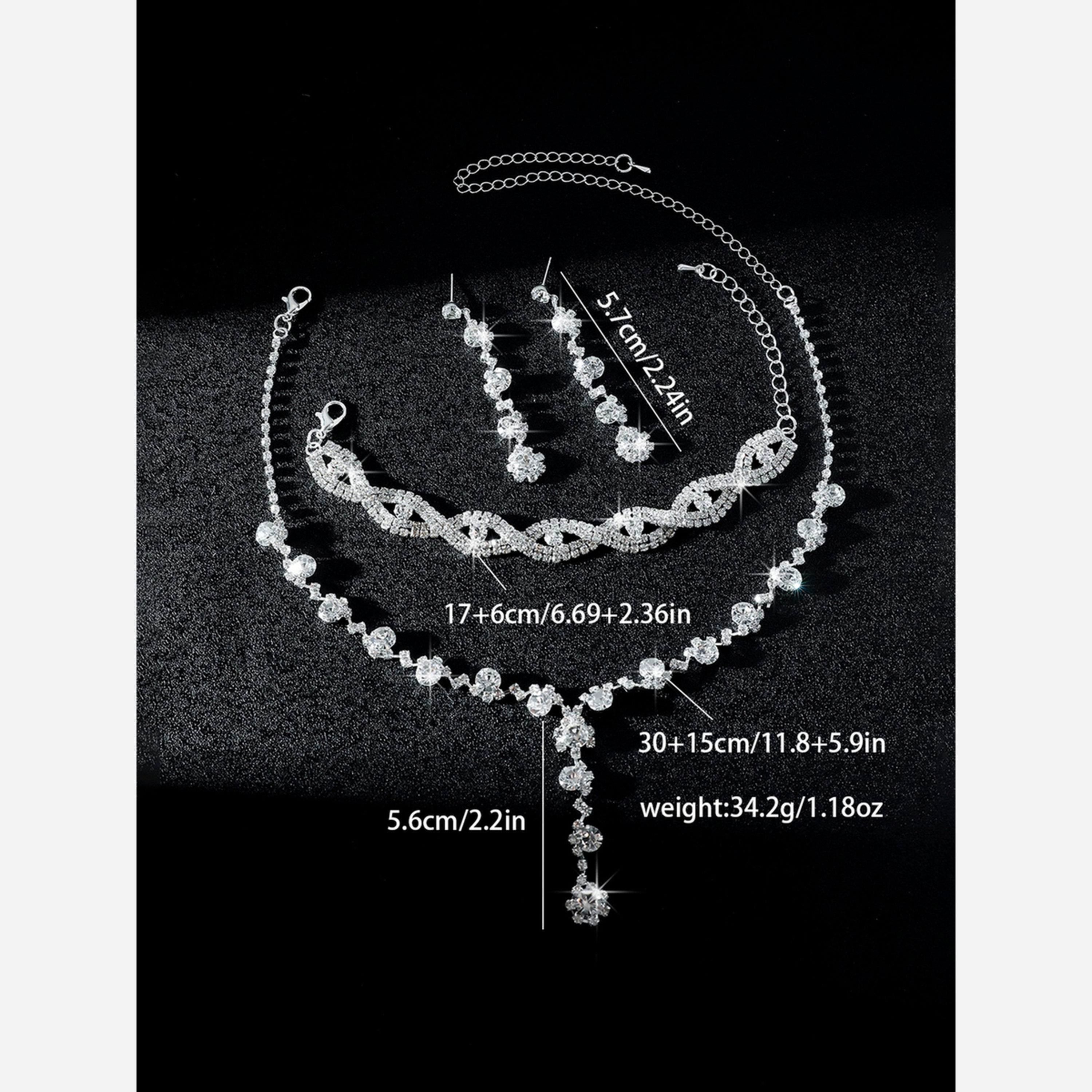 تيك تو - طقم قلادة وأقراط وسوار مزين بالفضة-women-watchesandjewellery-jewellery-jewellerysets-image-5